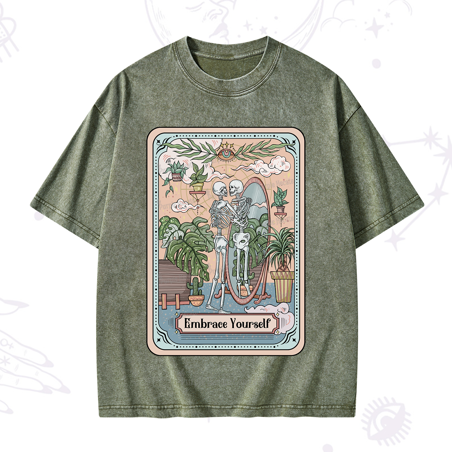 Purplehecate The Embrace Yourself Tarot Washed T-Shirt