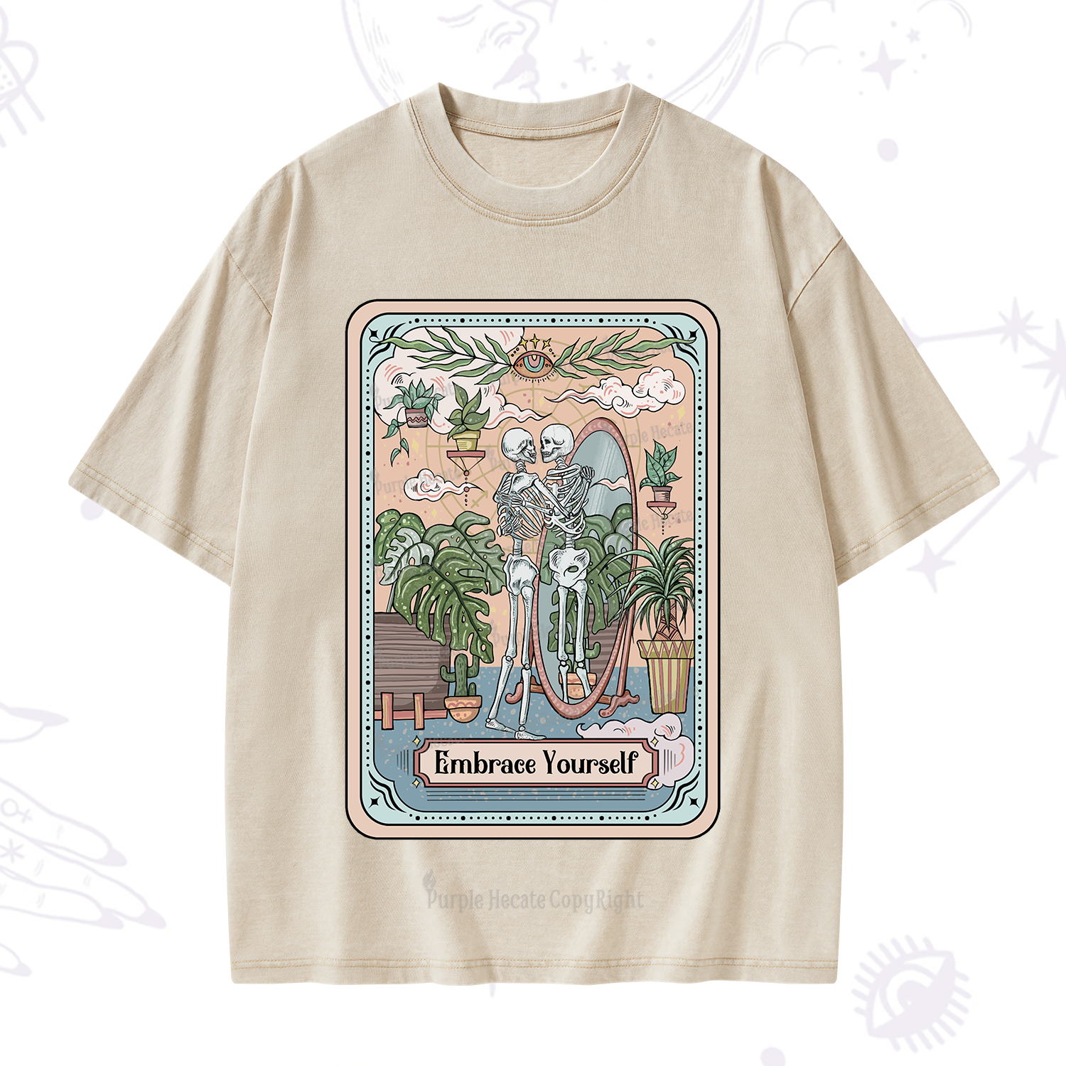 Purplehecate The Embrace Yourself Tarot Washed T-Shirt