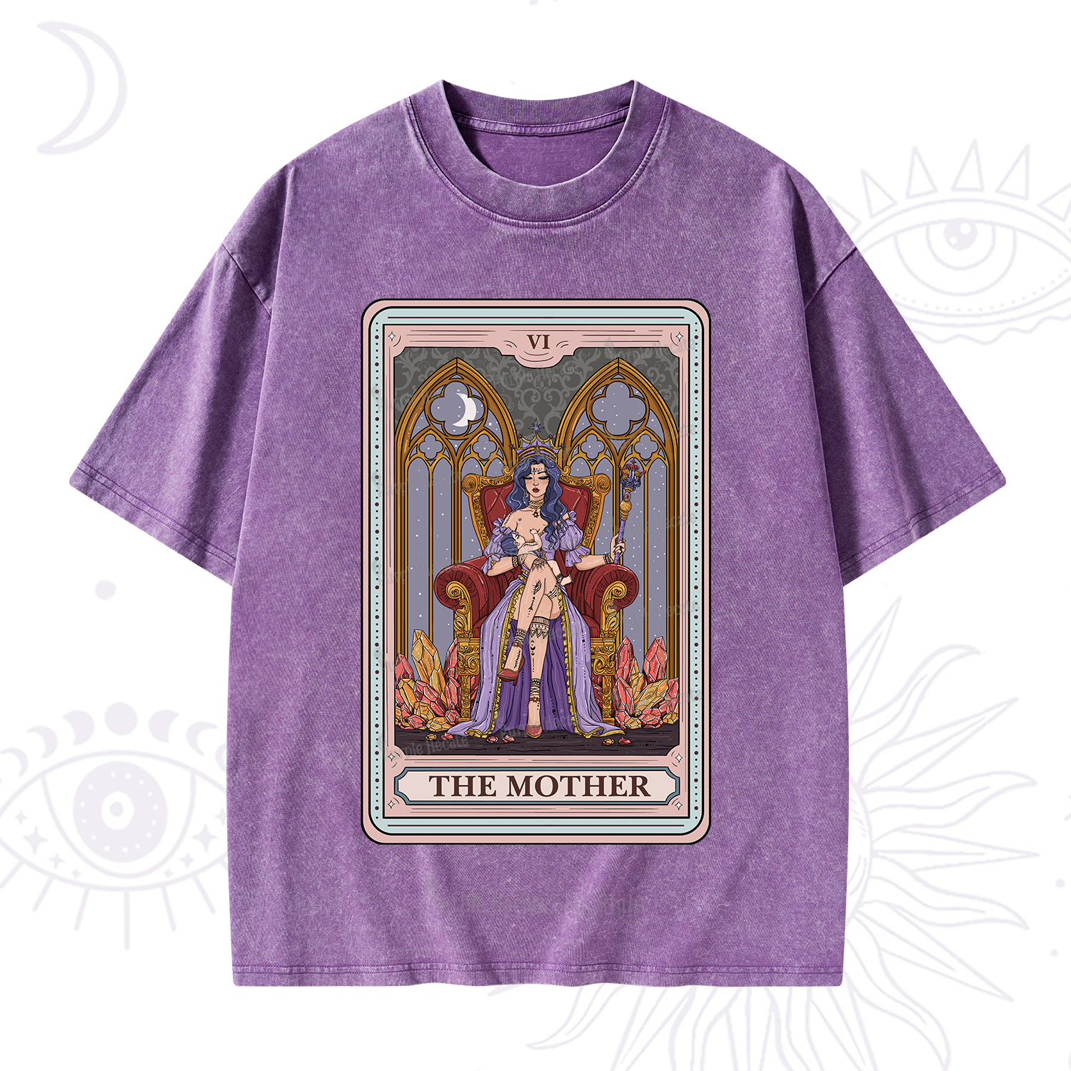 Purplehecate The Mother Tarot Card Washed T-Shirt
