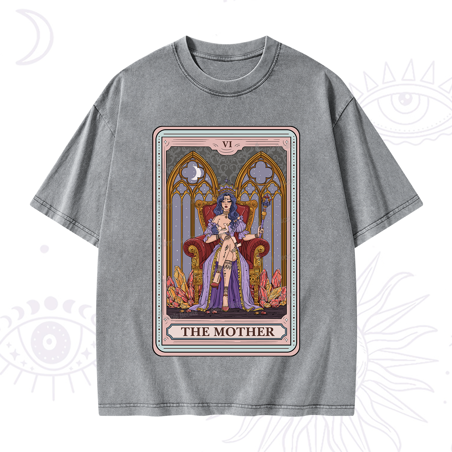 Purplehecate The Mother Tarot Card Washed T-Shirt