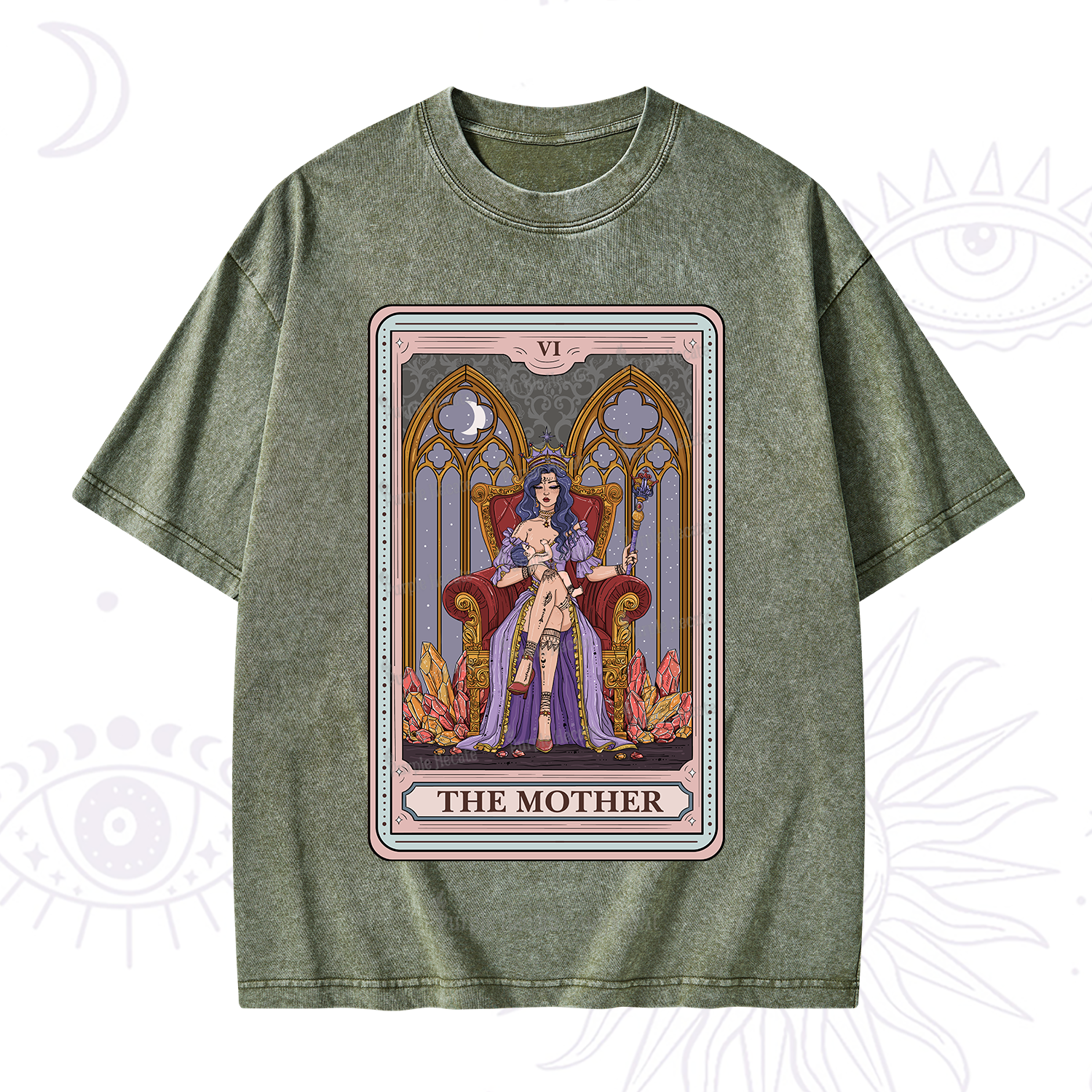 Purplehecate The Mother Tarot Card Washed T-Shirt