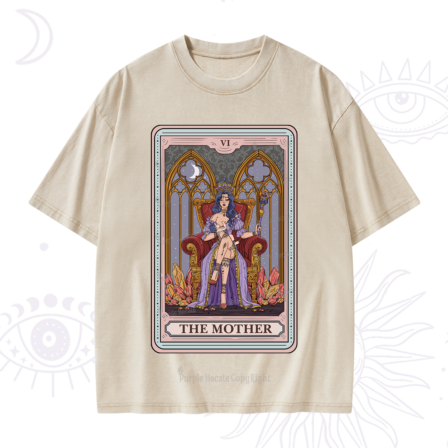 Purplehecate The Mother Tarot Card Washed T-Shirt