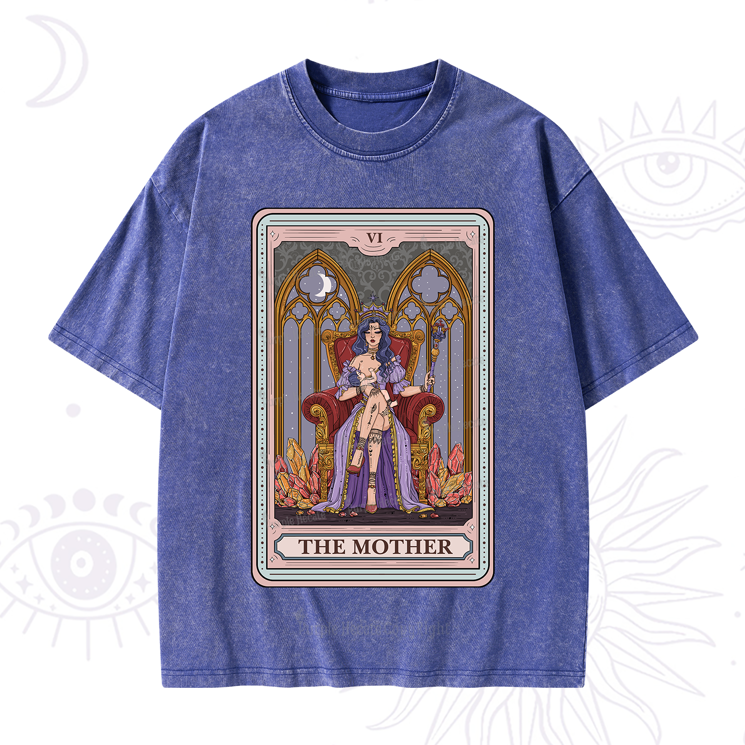 Purplehecate The Mother Tarot Card Washed T-Shirt