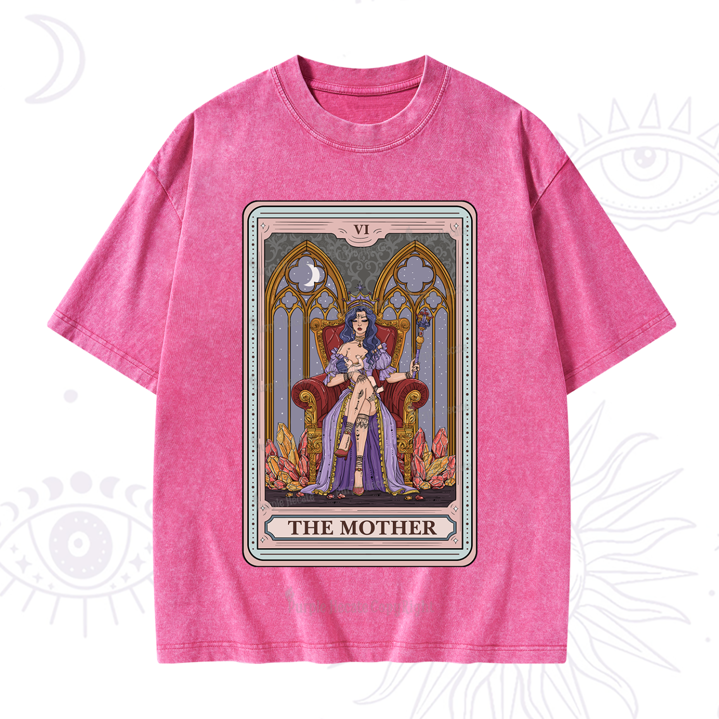 Purplehecate The Mother Tarot Card Washed T-Shirt