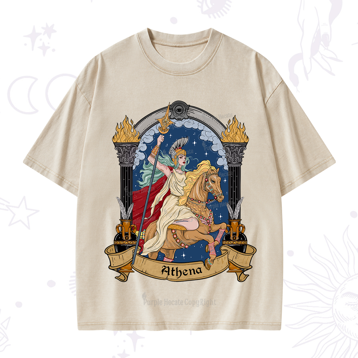 Purplehecate The Mighty Goddess Athena Washed T-Shirt