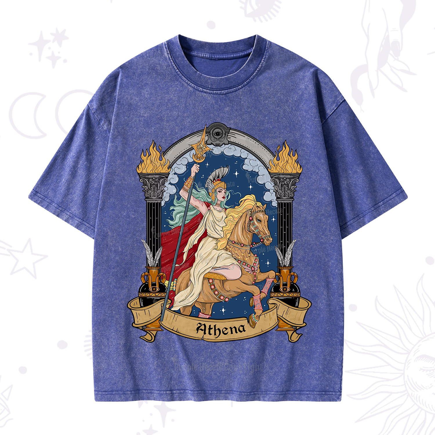Purplehecate The Mighty Goddess Athena Washed T-Shirt