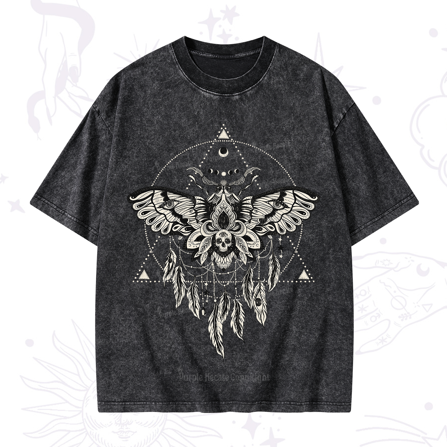 Purplehecate Mystical Luna Moth Washed T-Shirt