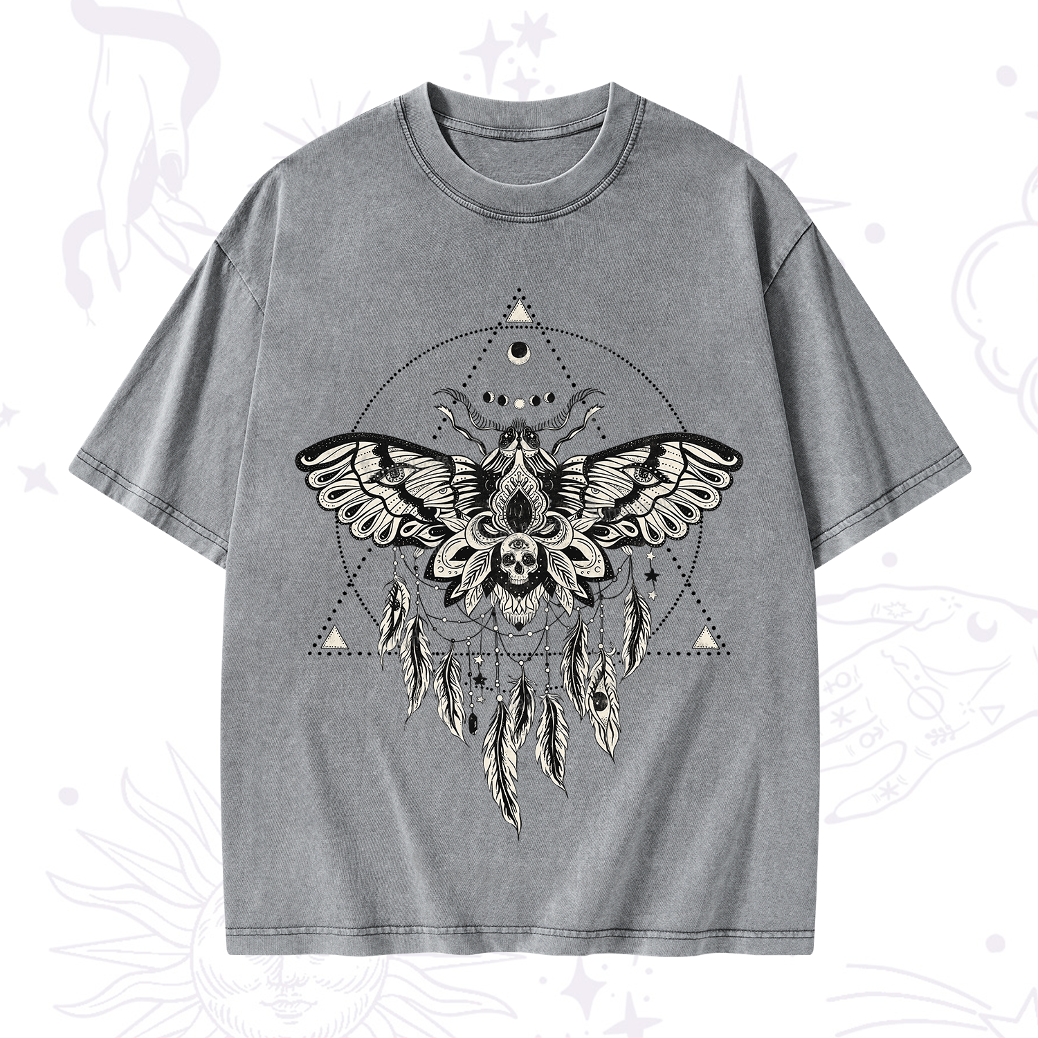 Purplehecate Mystical Luna Moth Washed T-Shirt