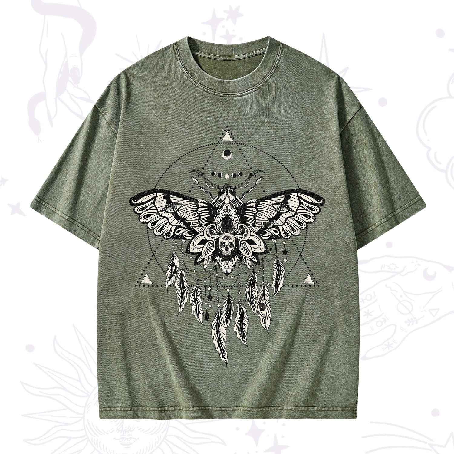 Purplehecate Mystical Luna Moth Washed T-Shirt