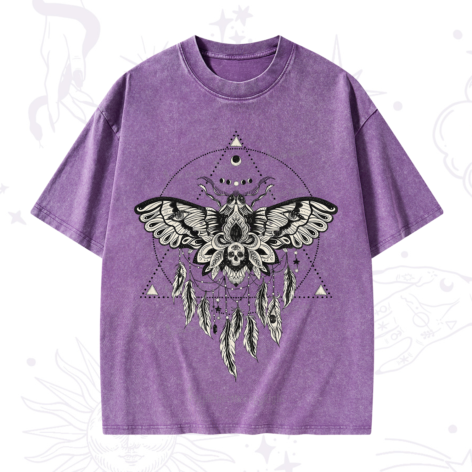 Purplehecate Mystical Luna Moth Washed T-Shirt