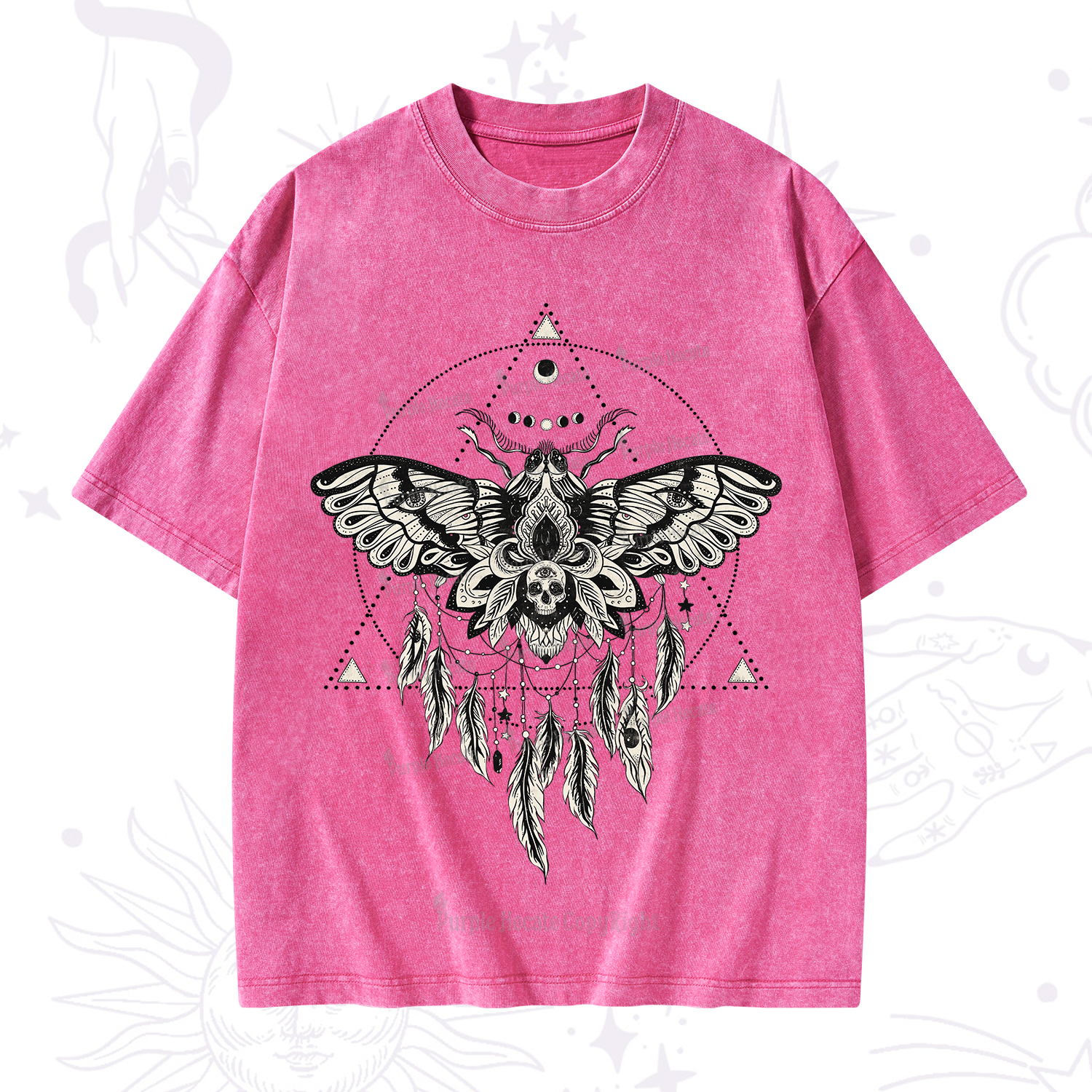 Purplehecate Mystical Luna Moth Washed T-Shirt