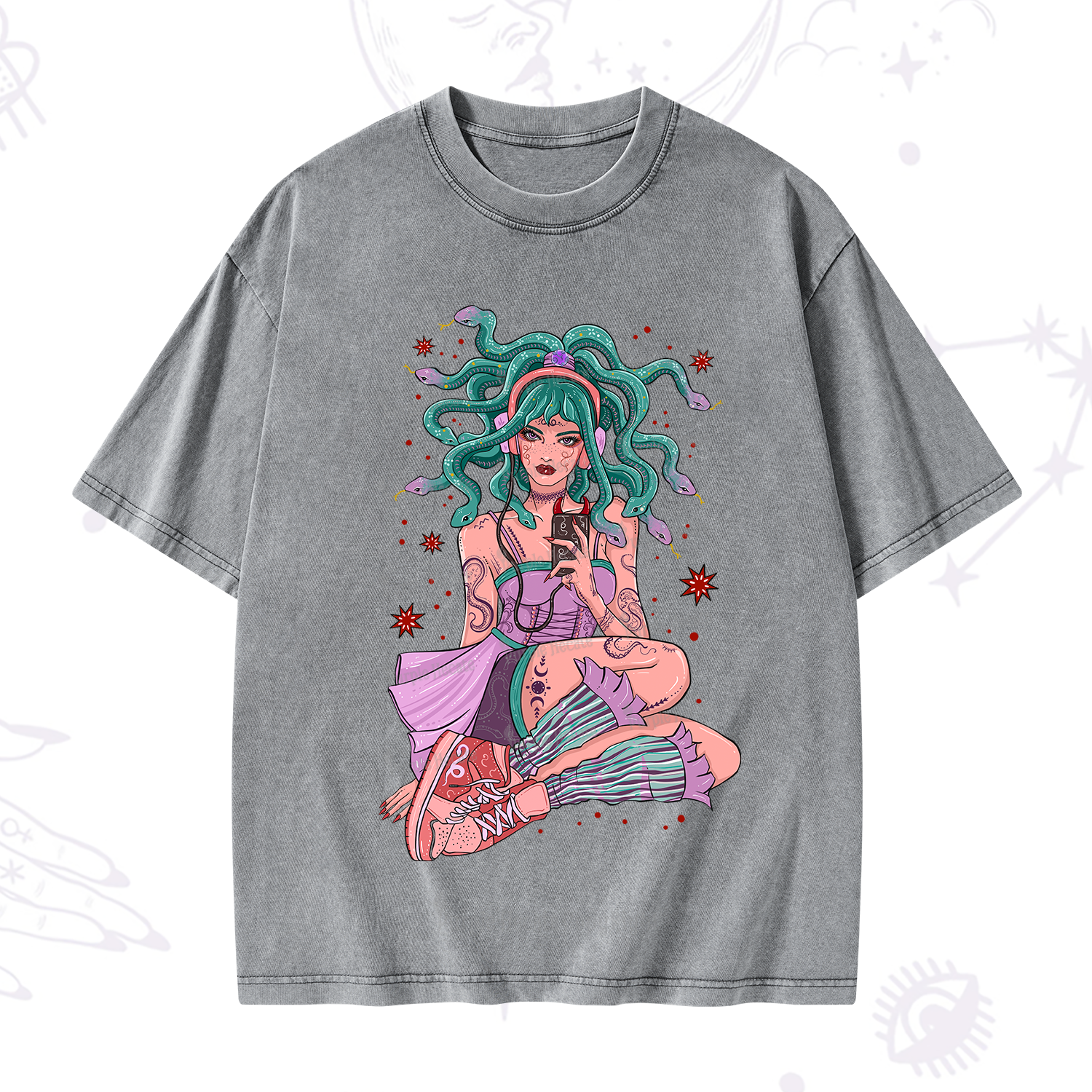 Purplehecate Gorgon Medusa Washed T-Shirt