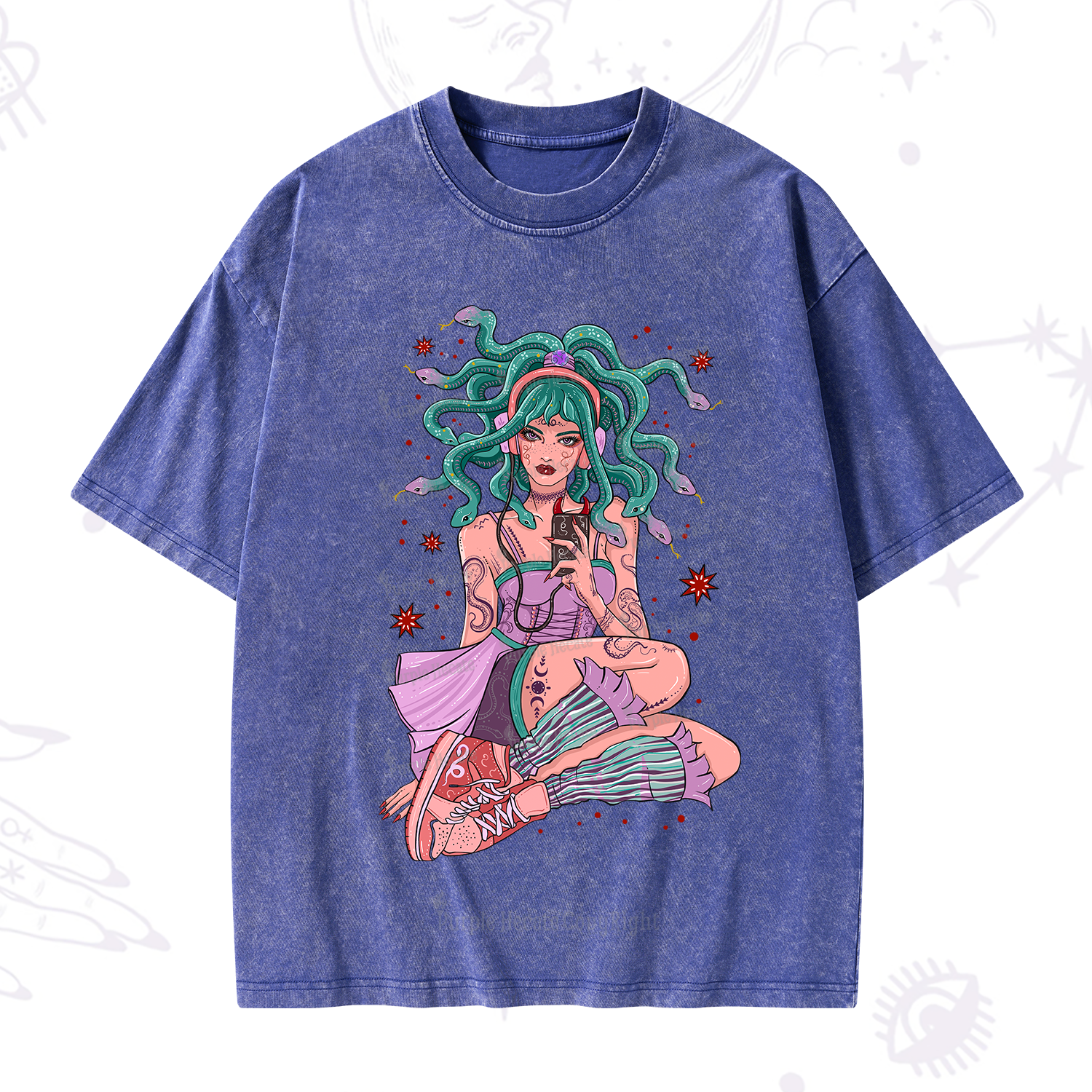 Purplehecate Gorgon Medusa Washed T-Shirt