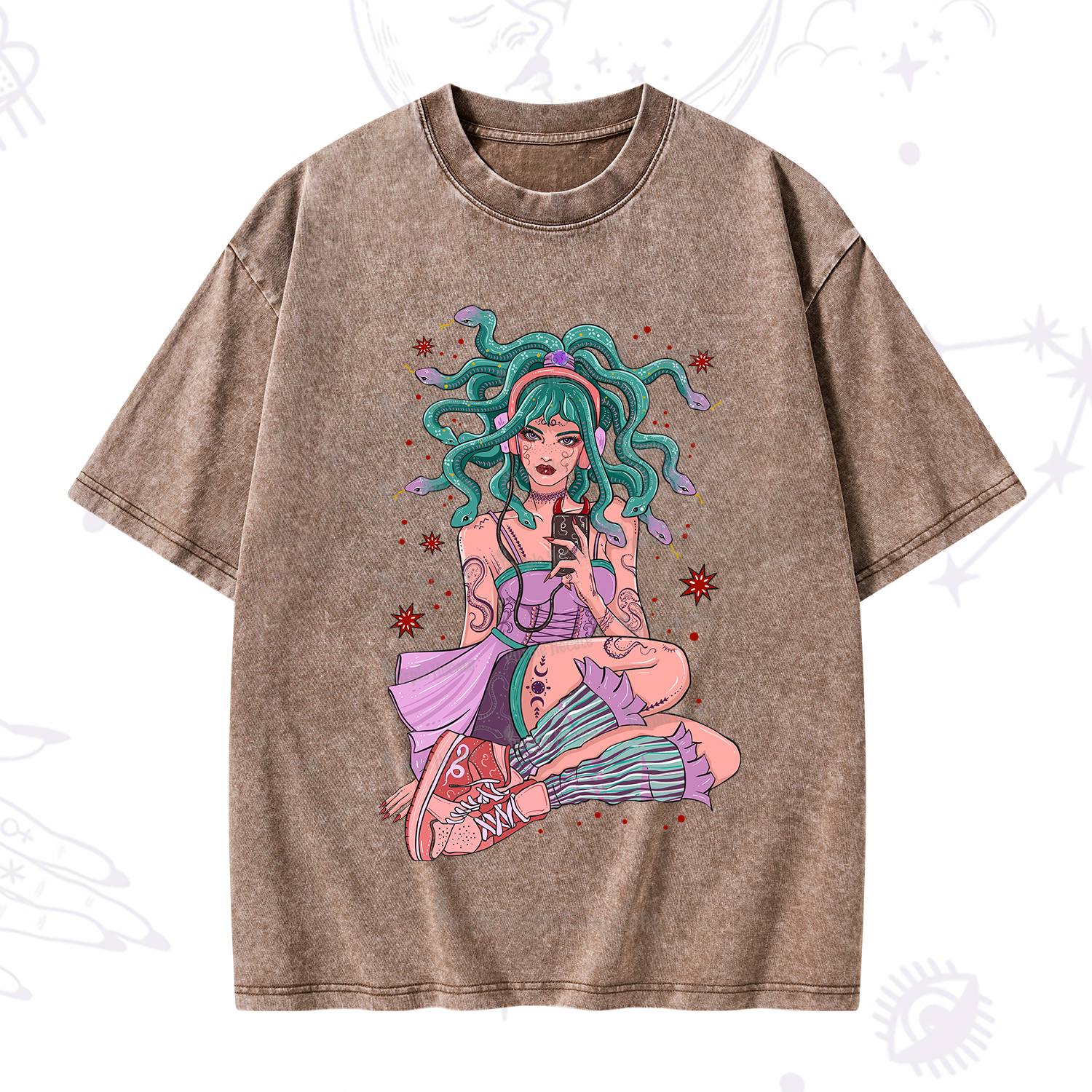 Purplehecate Gorgon Medusa Washed T-Shirt