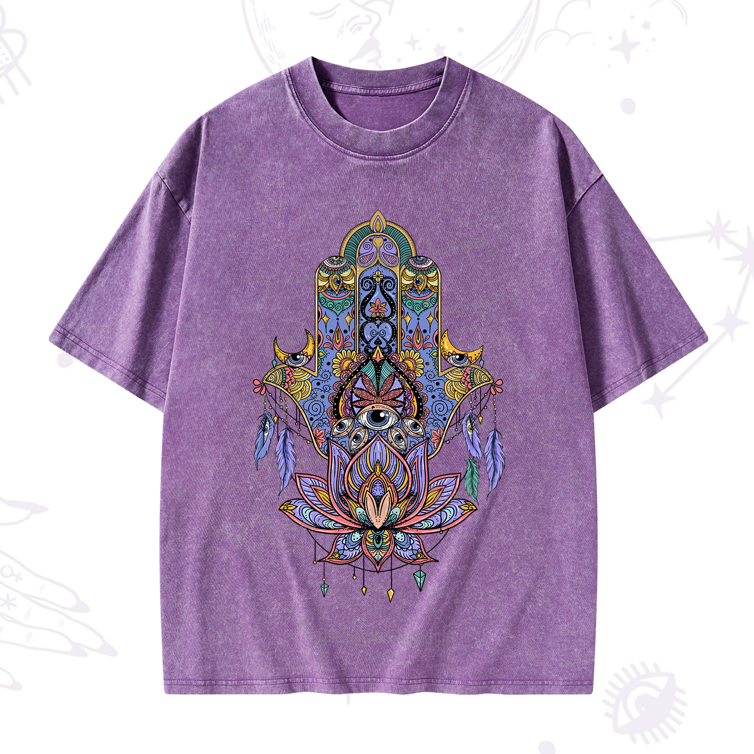 Purplehecate Hamsa Evil Eye Washed T-Shirt