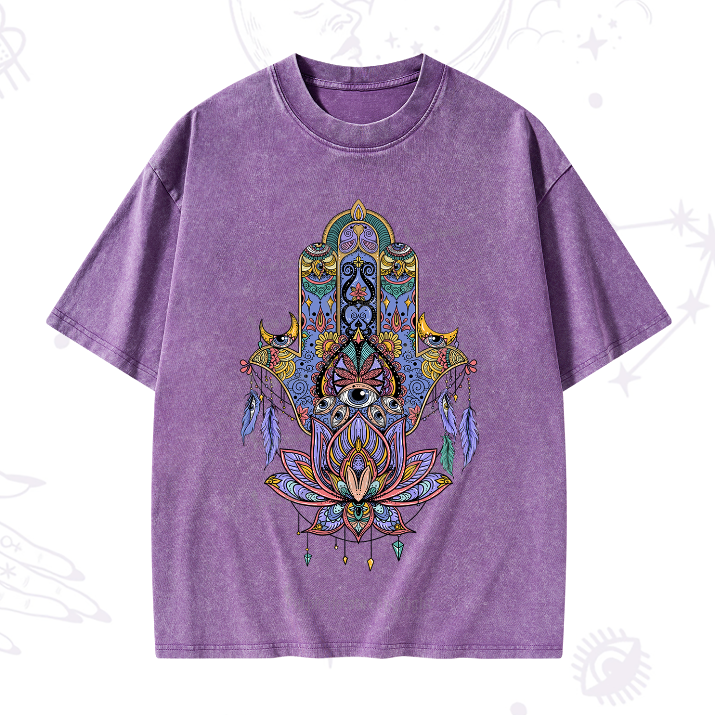 Purplehecate Hamsa Evil Eye Washed T-Shirt