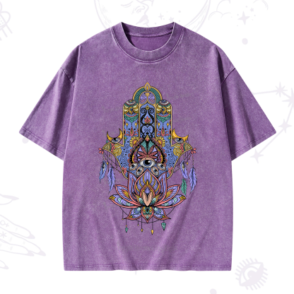 Purplehecate Hamsa Evil Eye Washed T-Shirt
