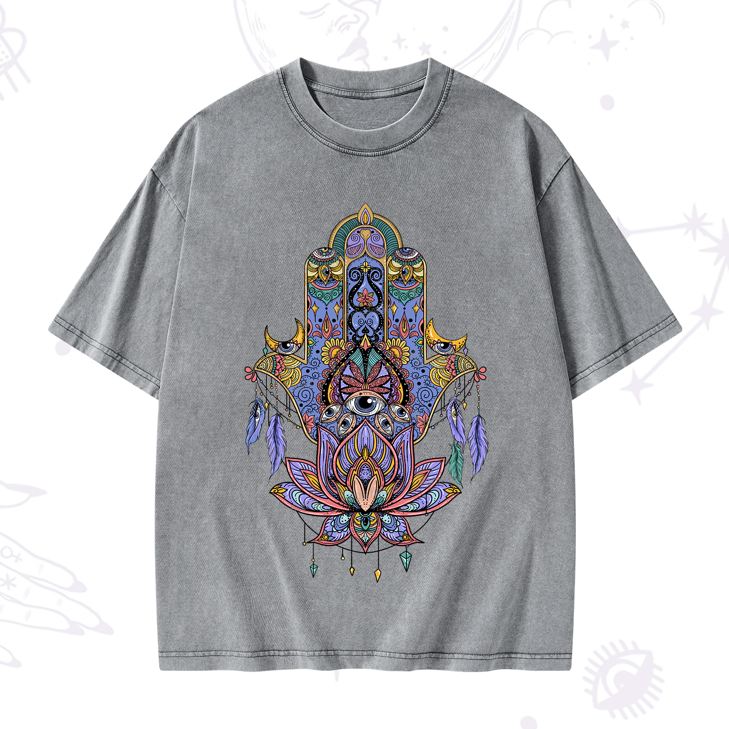 Purplehecate Hamsa Evil Eye Washed T-Shirt