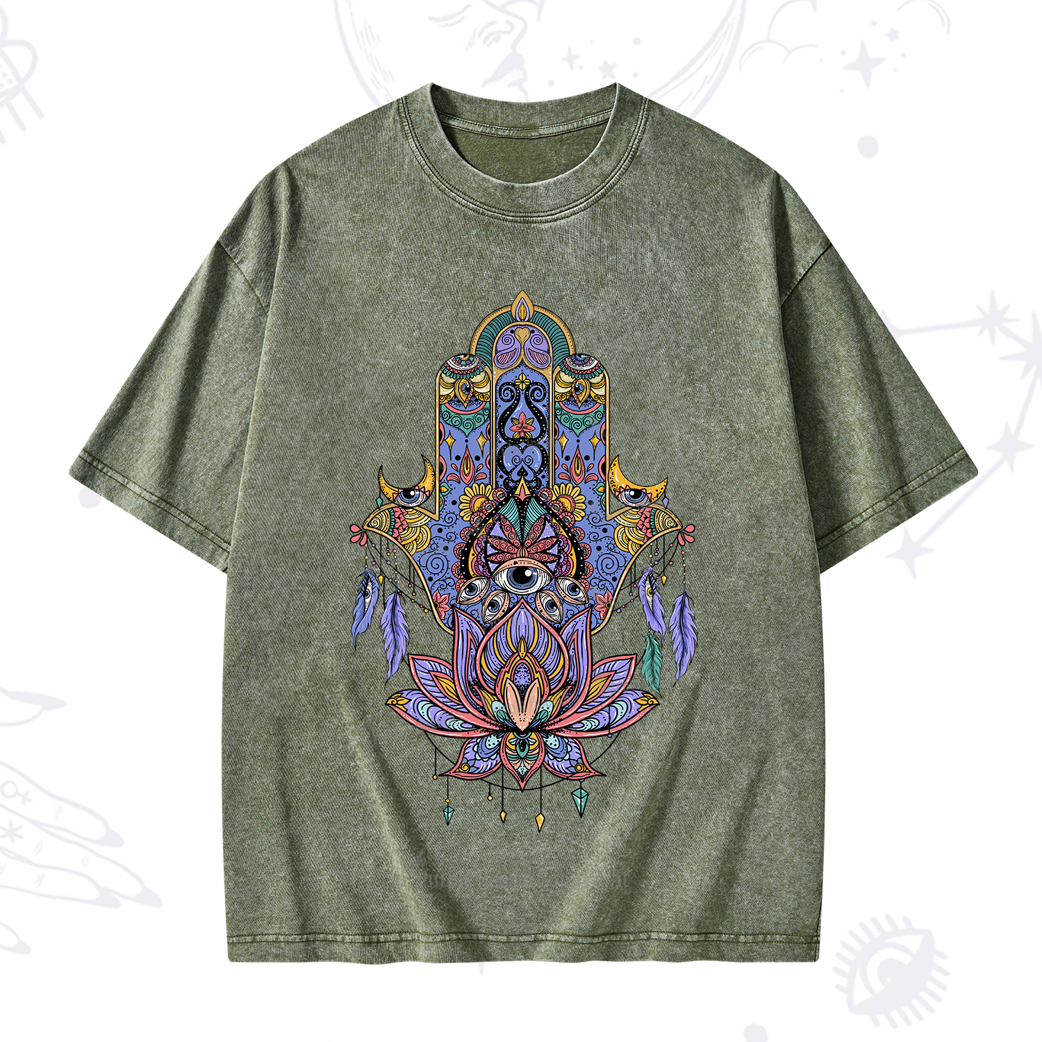 Purplehecate Hamsa Evil Eye Washed T-Shirt