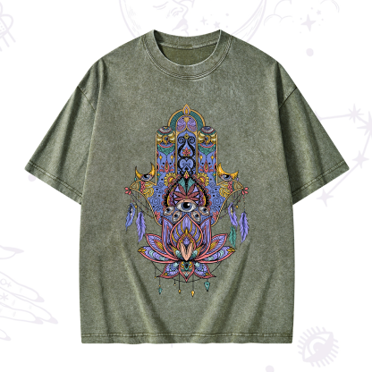 Purplehecate Hamsa Evil Eye Washed T-Shirt
