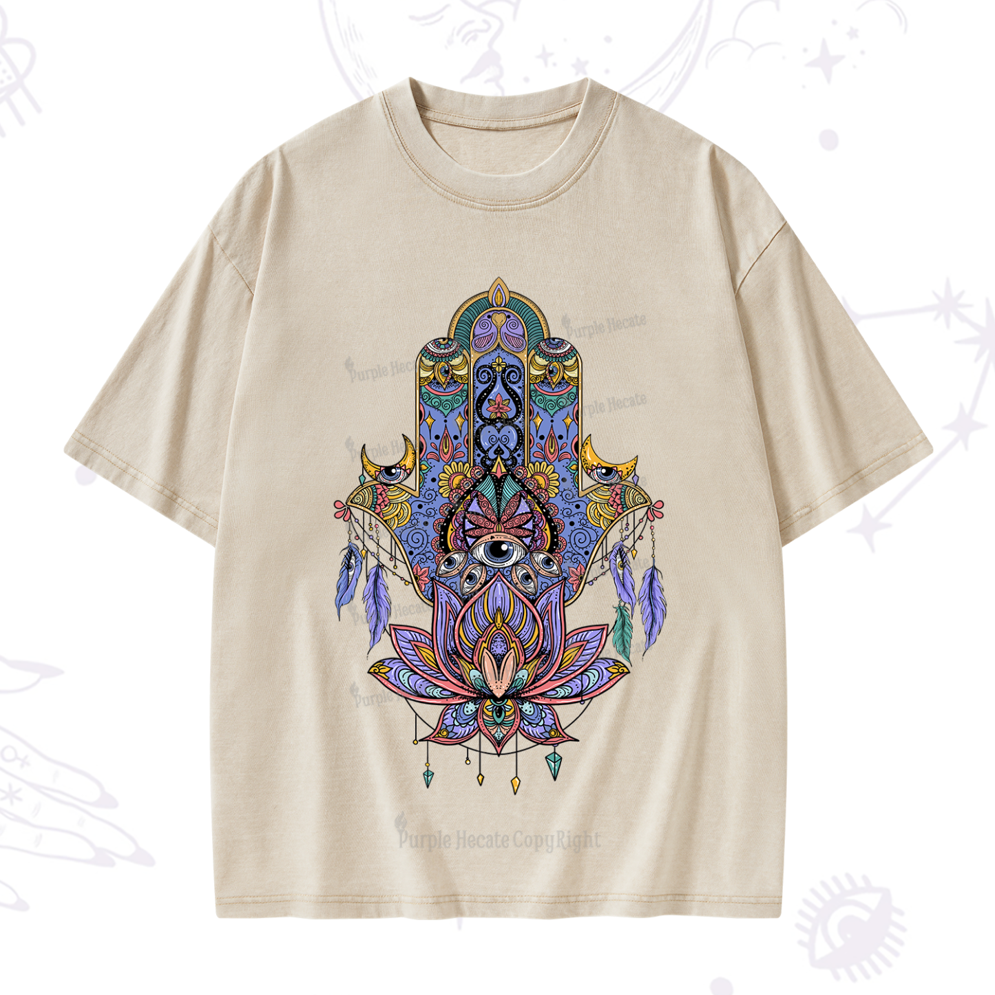 Purplehecate Hamsa Evil Eye Washed T-Shirt