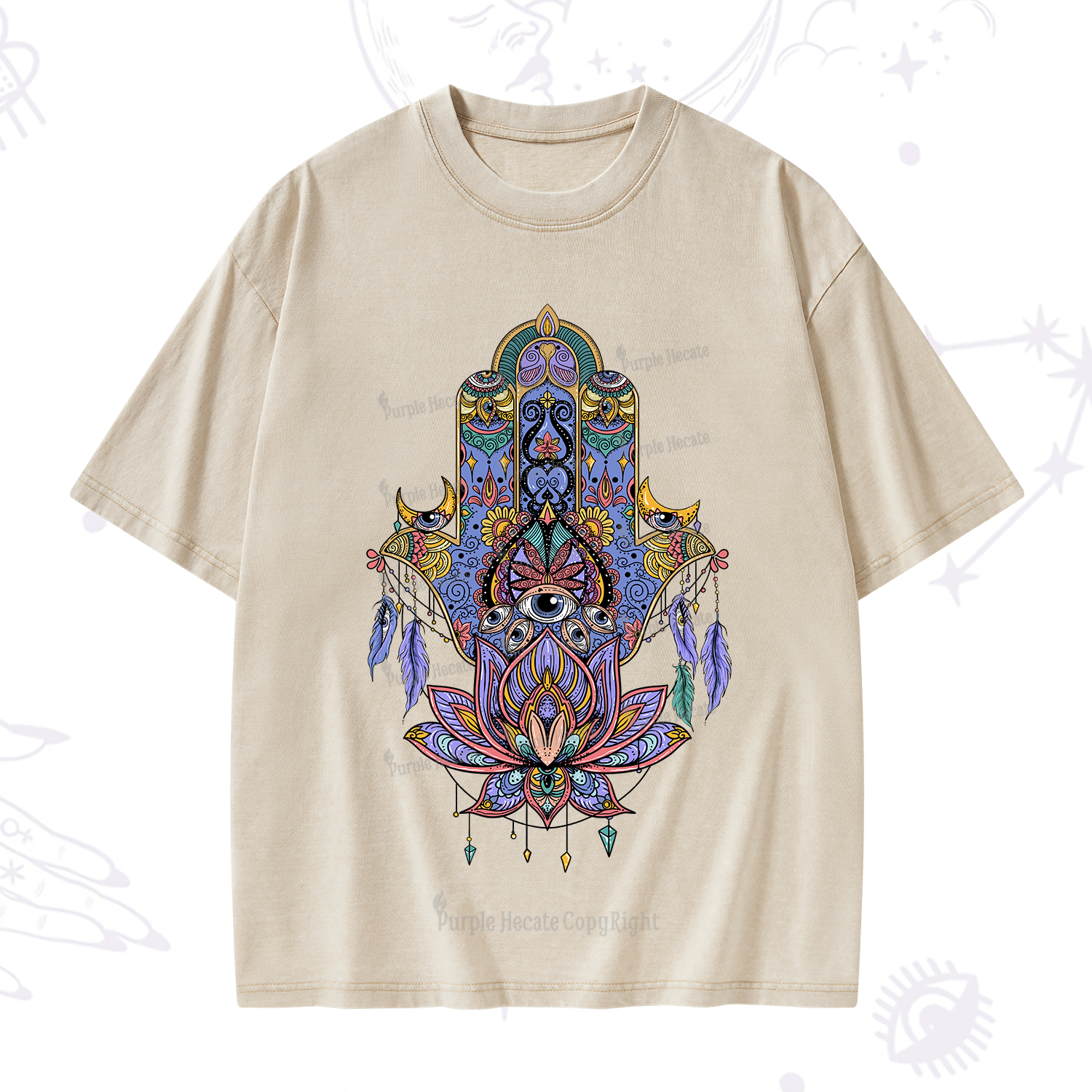 Purplehecate Hamsa Evil Eye Washed T-Shirt