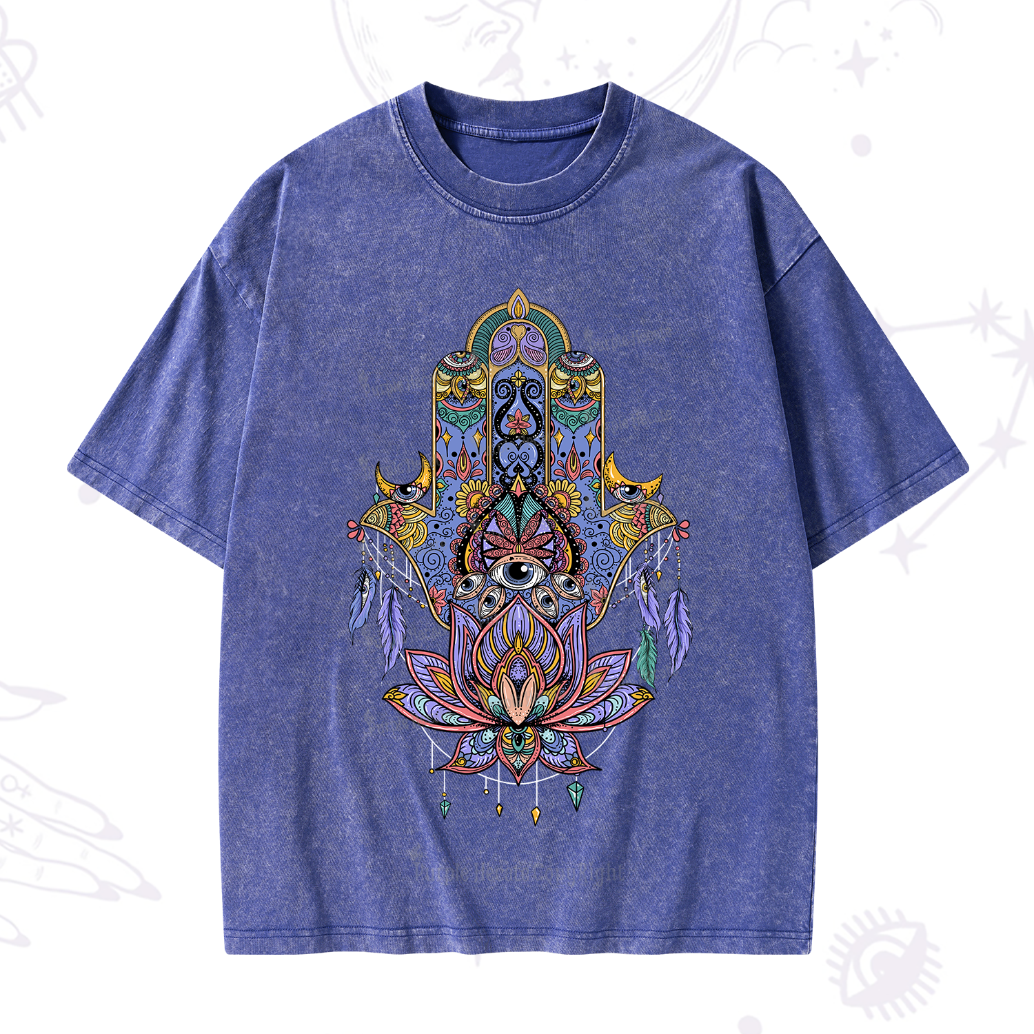 Purplehecate Hamsa Evil Eye Washed T-Shirt