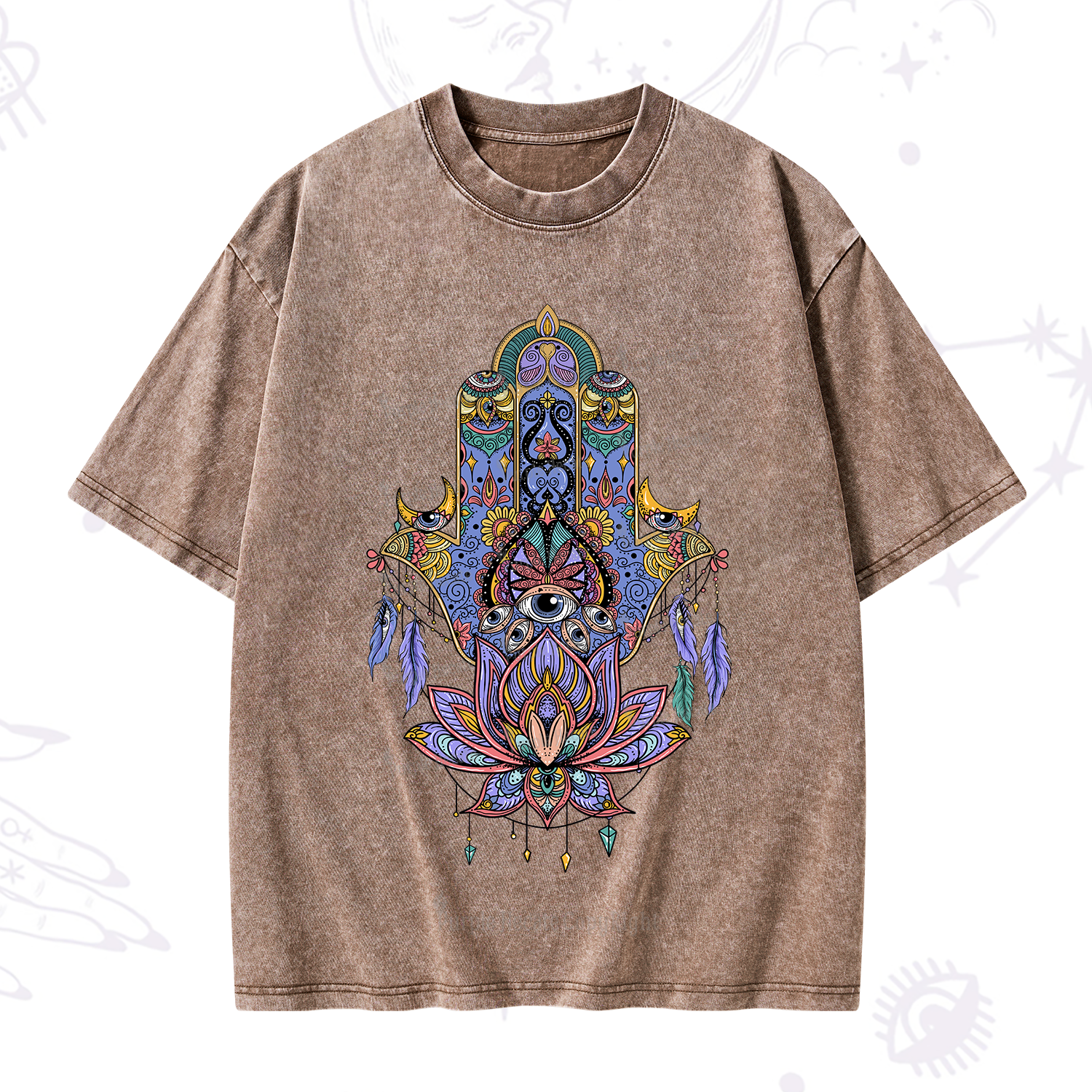 Purplehecate Hamsa Evil Eye Washed T-Shirt