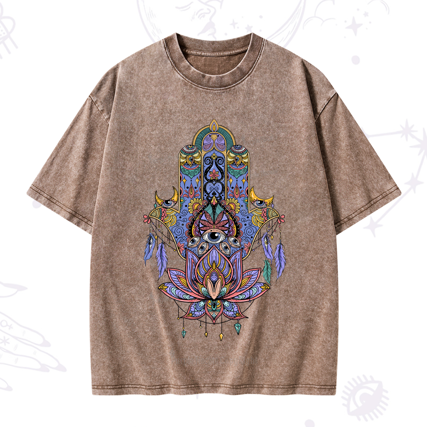 Purplehecate Hamsa Evil Eye Washed T-Shirt