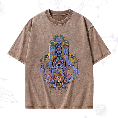 Purplehecate Hamsa Evil Eye Washed T-Shirt