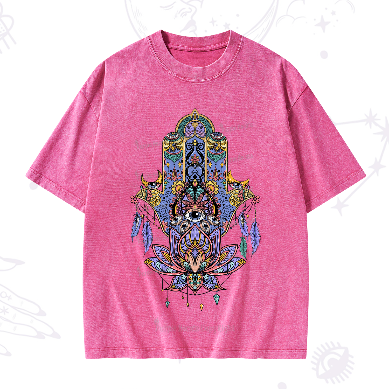 Purplehecate Hamsa Evil Eye Washed T-Shirt