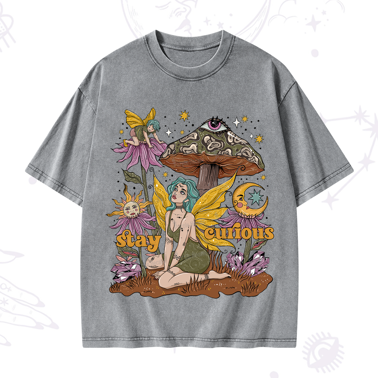 Purplehecate Stay Curious Washed T-Shirt