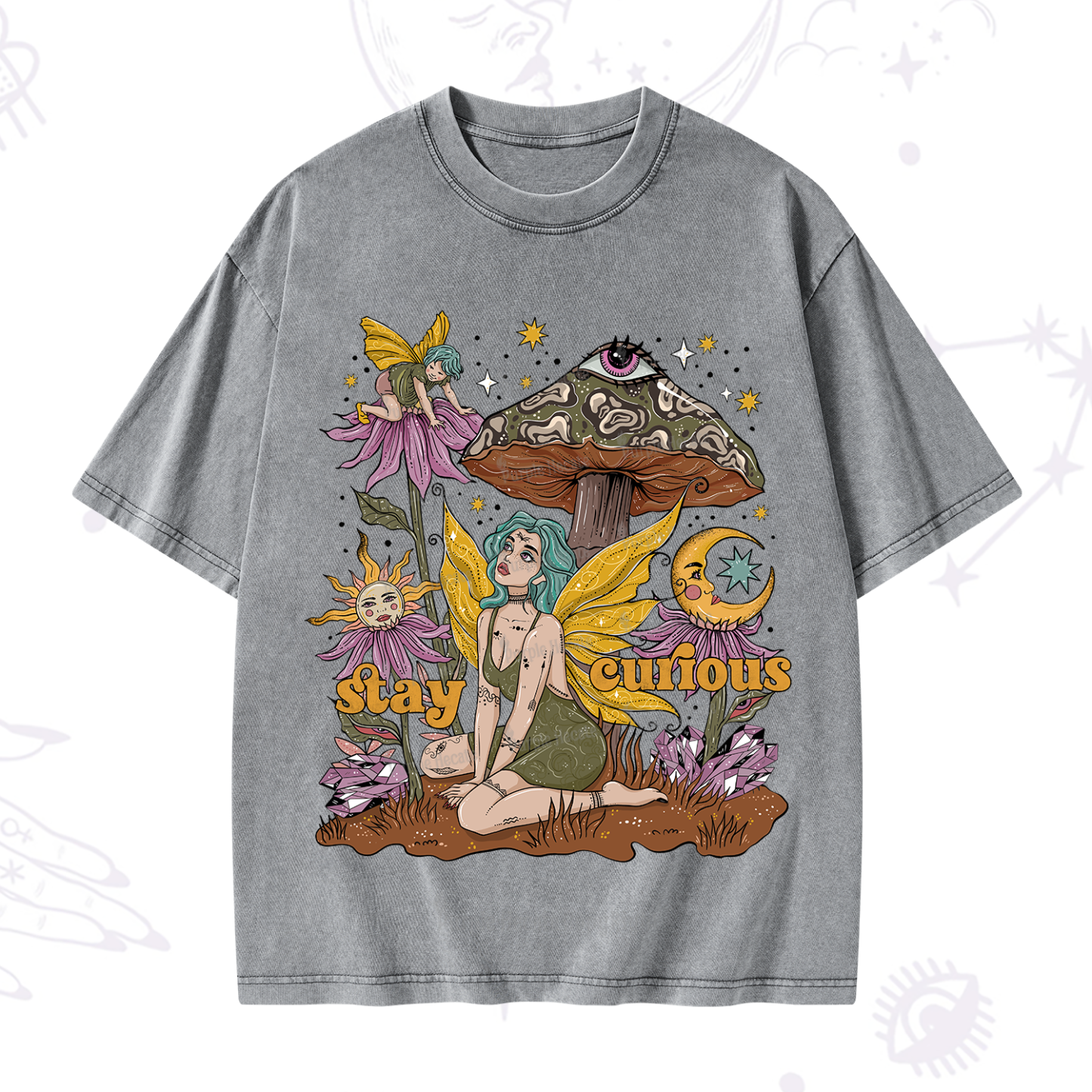Purplehecate Stay Curious Washed T-Shirt