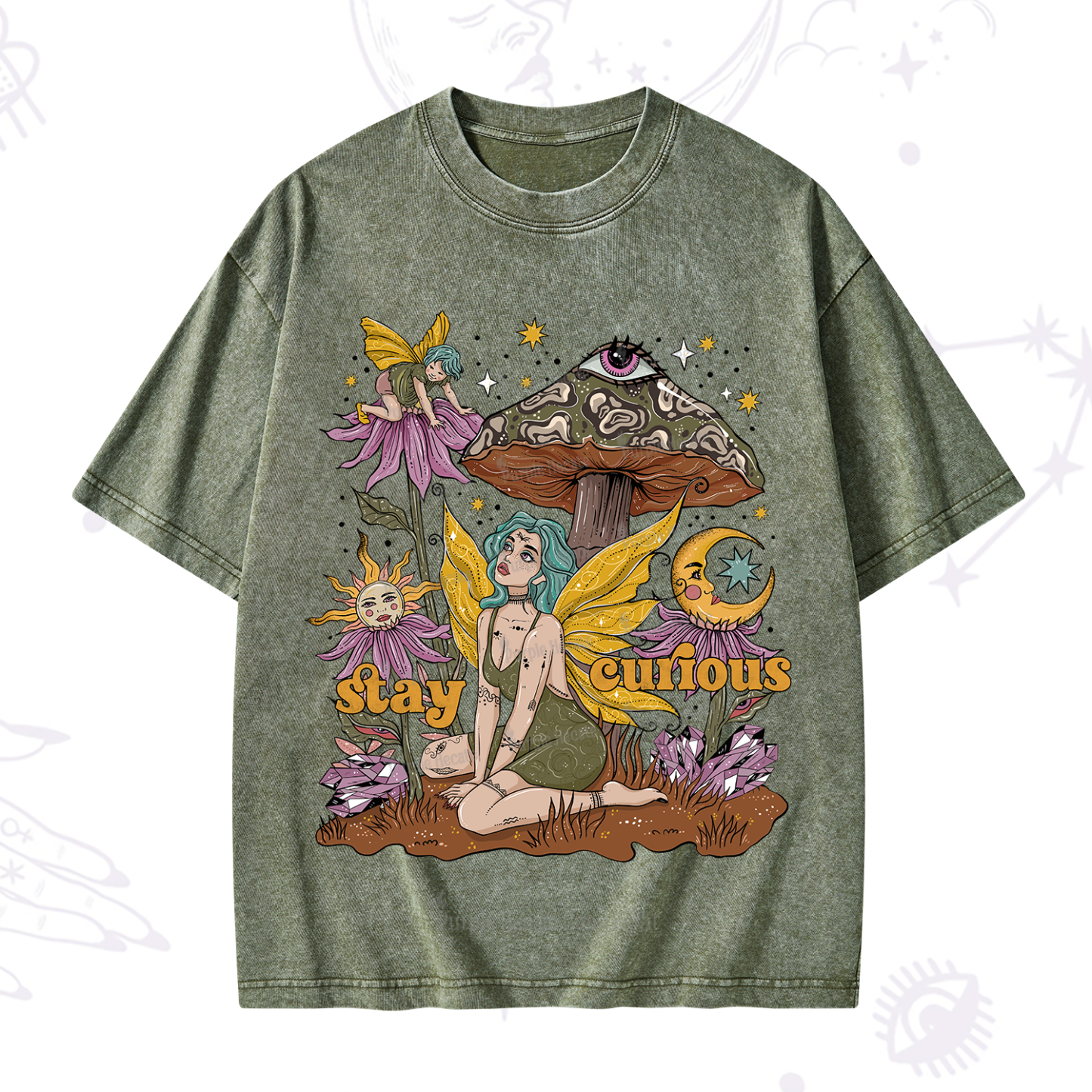 Purplehecate Stay Curious Washed T-Shirt