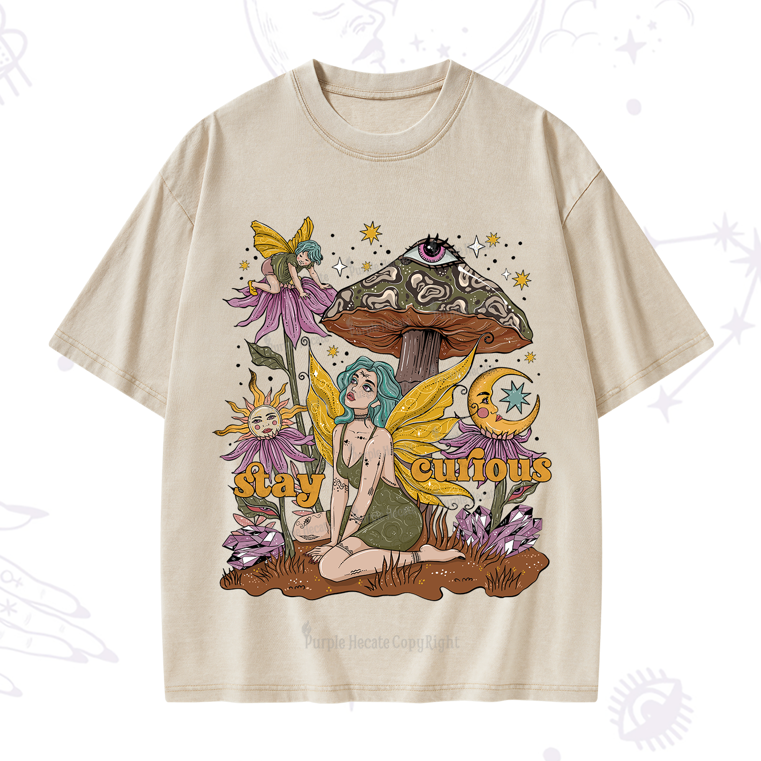 Purplehecate Stay Curious Washed T-Shirt