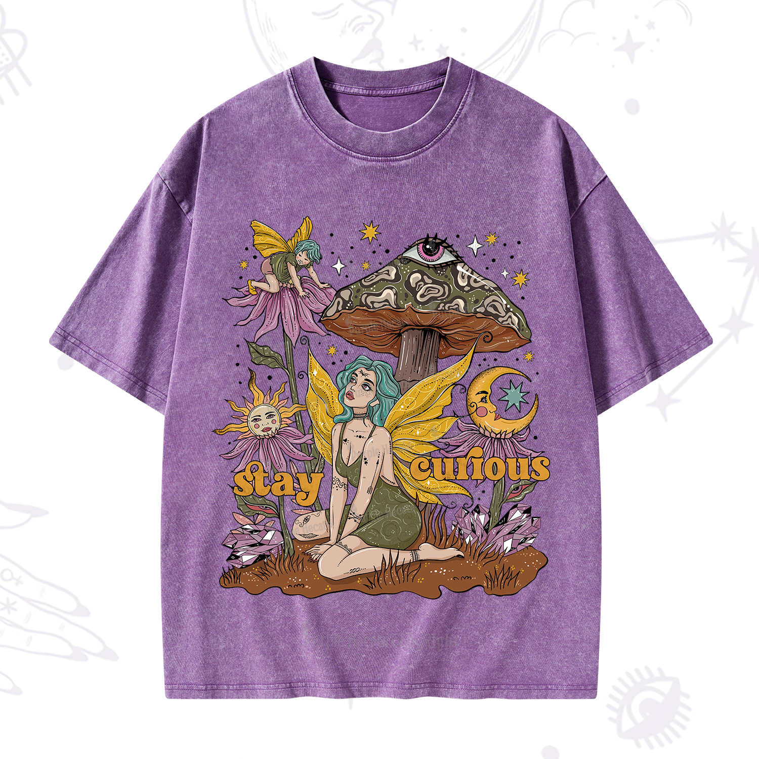 Purplehecate Stay Curious Washed T-Shirt
