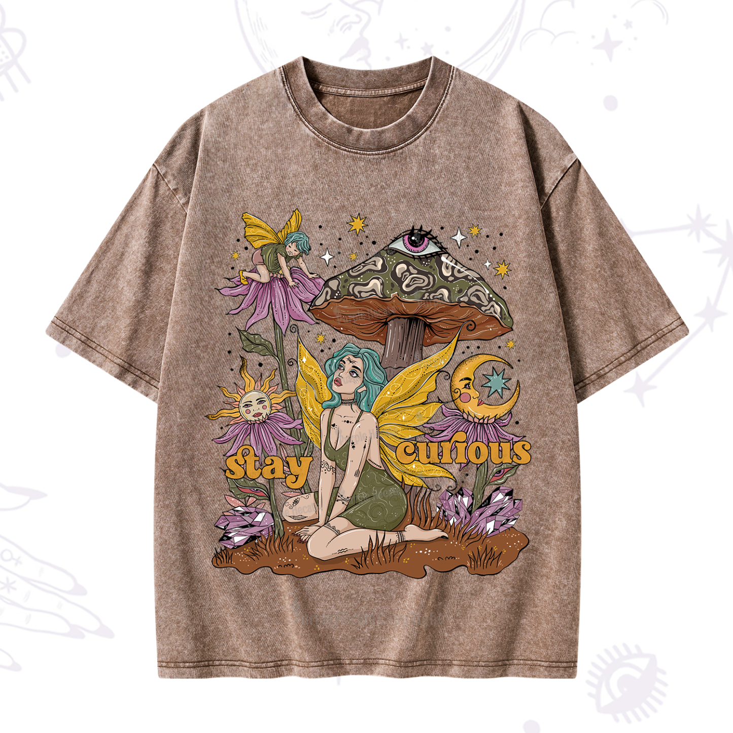 Purplehecate Stay Curious Washed T-Shirt