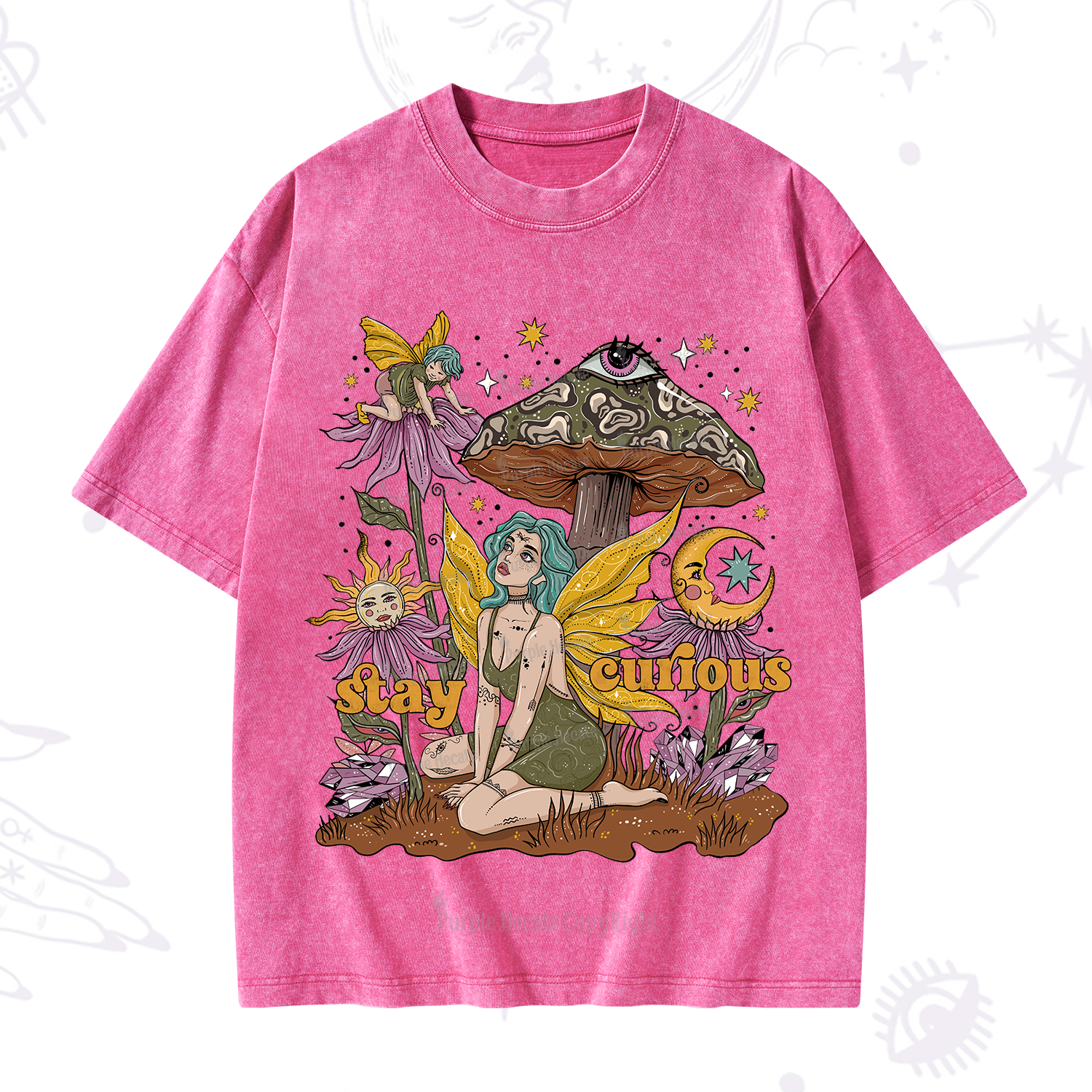 Purplehecate Stay Curious Washed T-Shirt