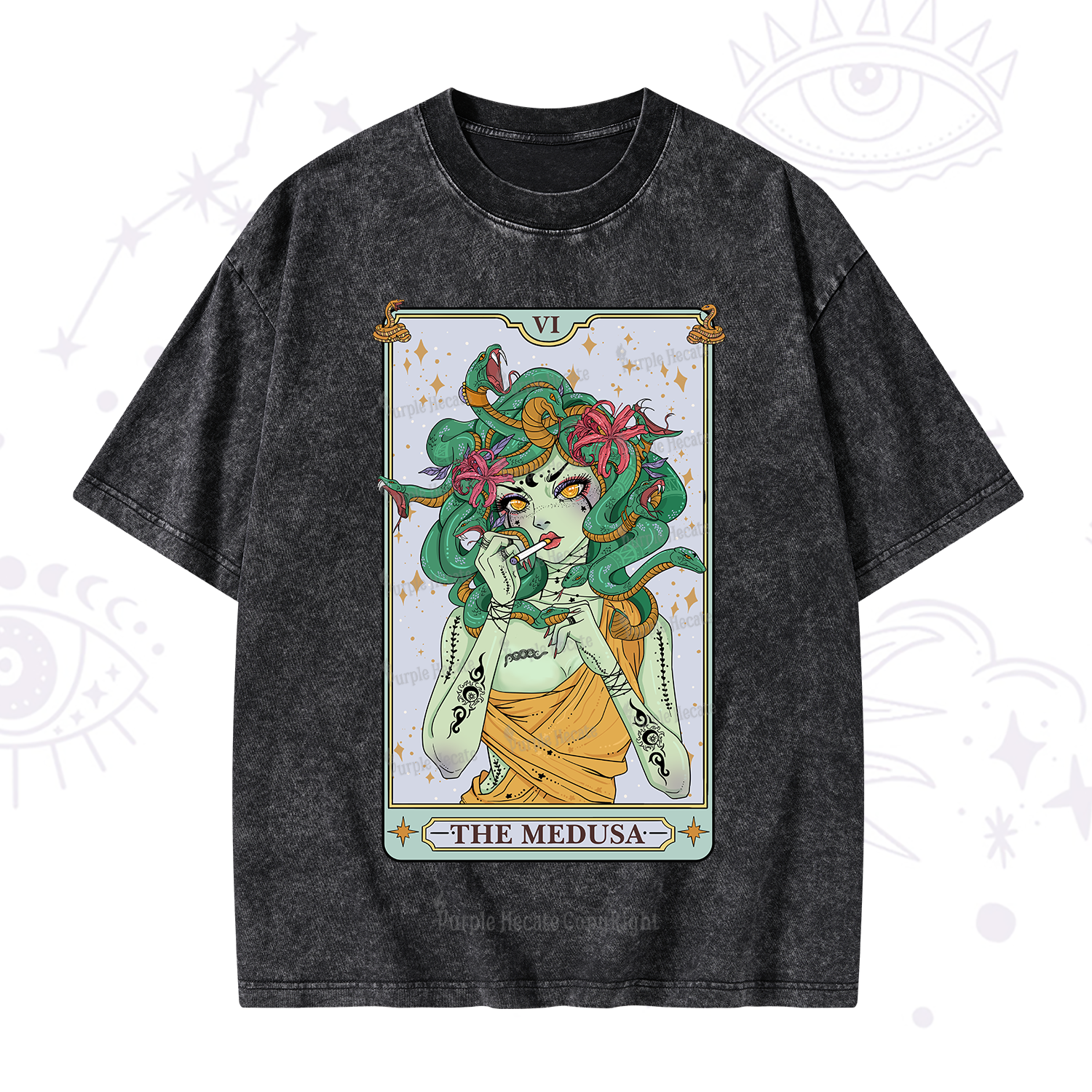 Purplehecate The Medusa Tarot Washed T-Shirt