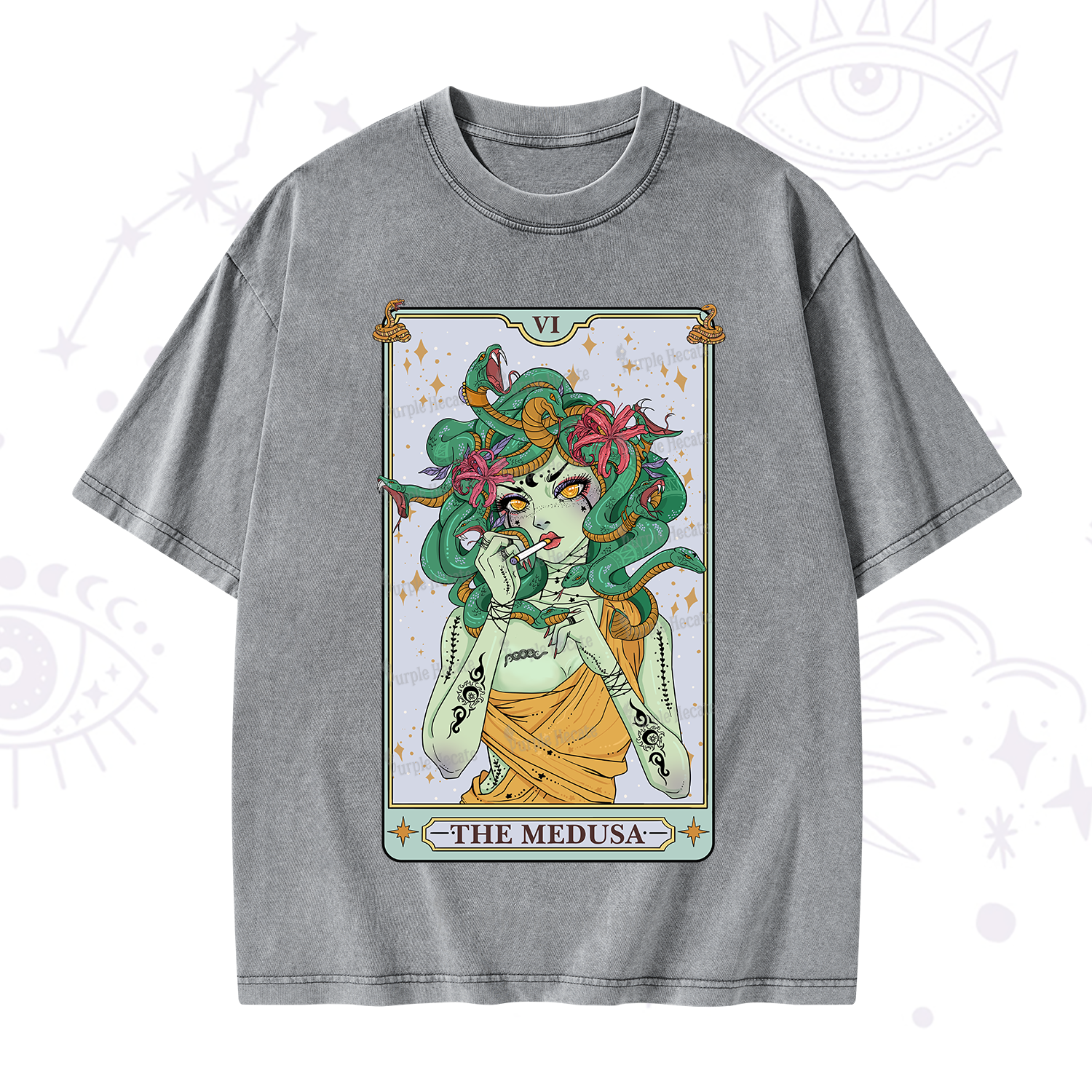 Purplehecate The Medusa Tarot Washed T-Shirt
