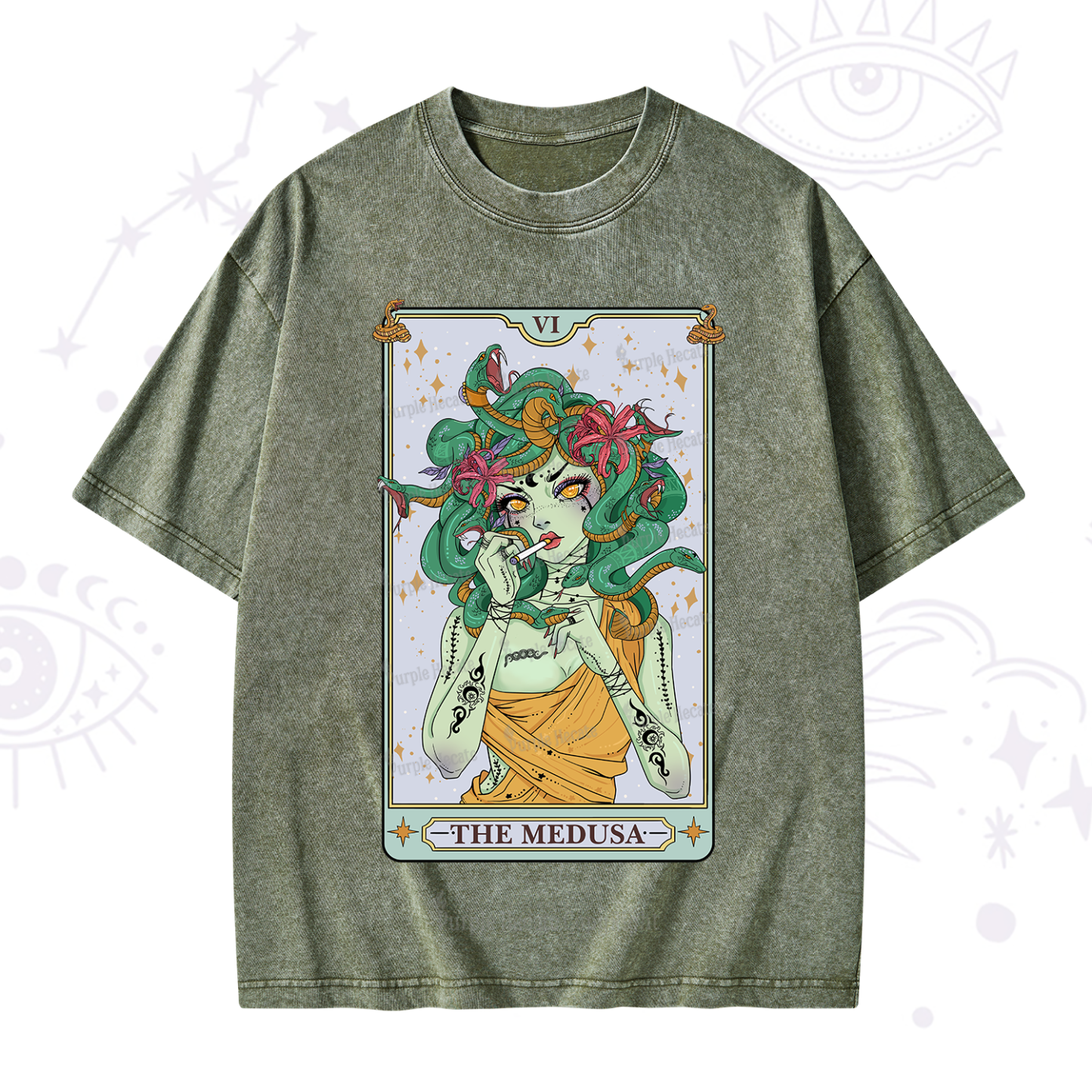 Purplehecate The Medusa Tarot Washed T-Shirt