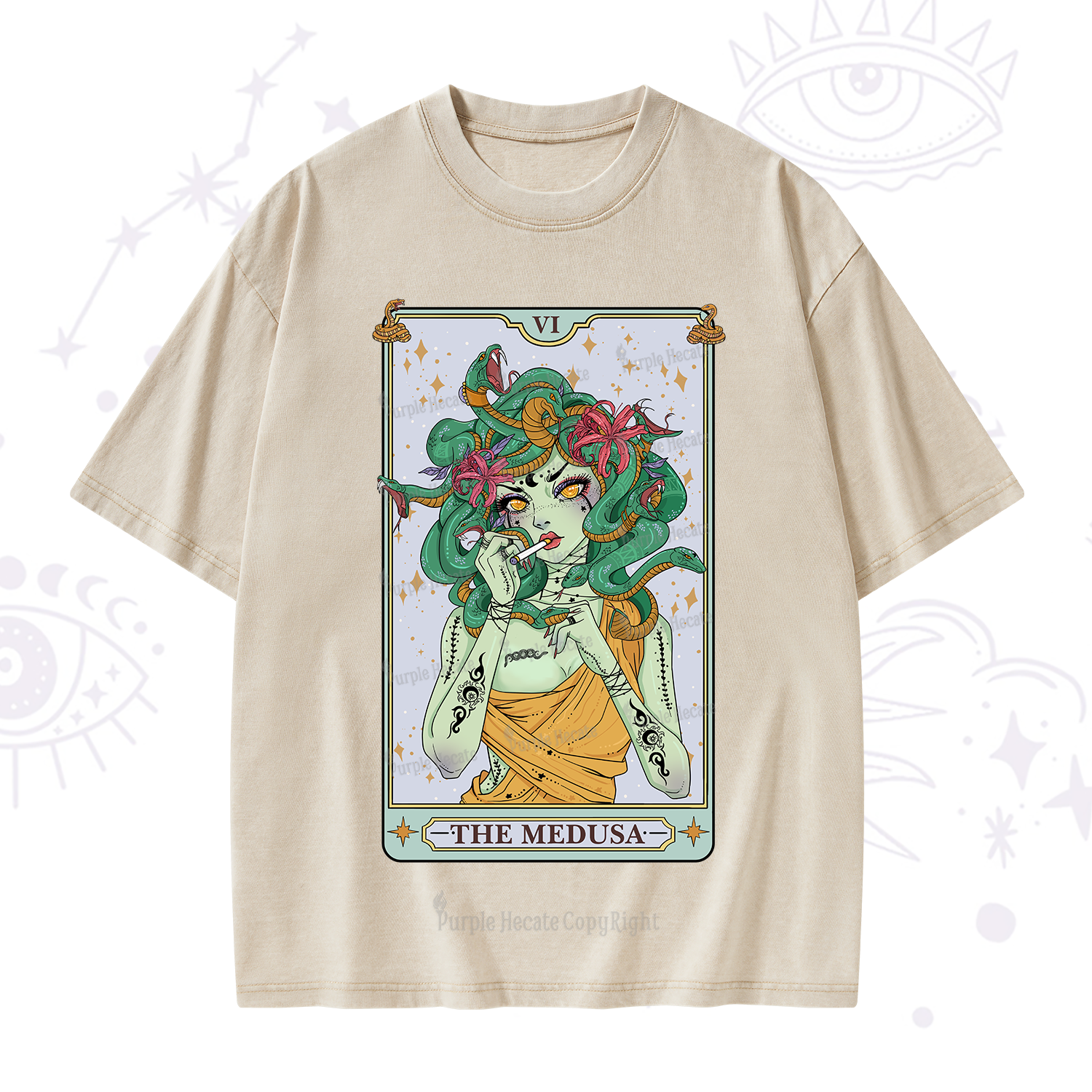 Purplehecate The Medusa Tarot Washed T-Shirt