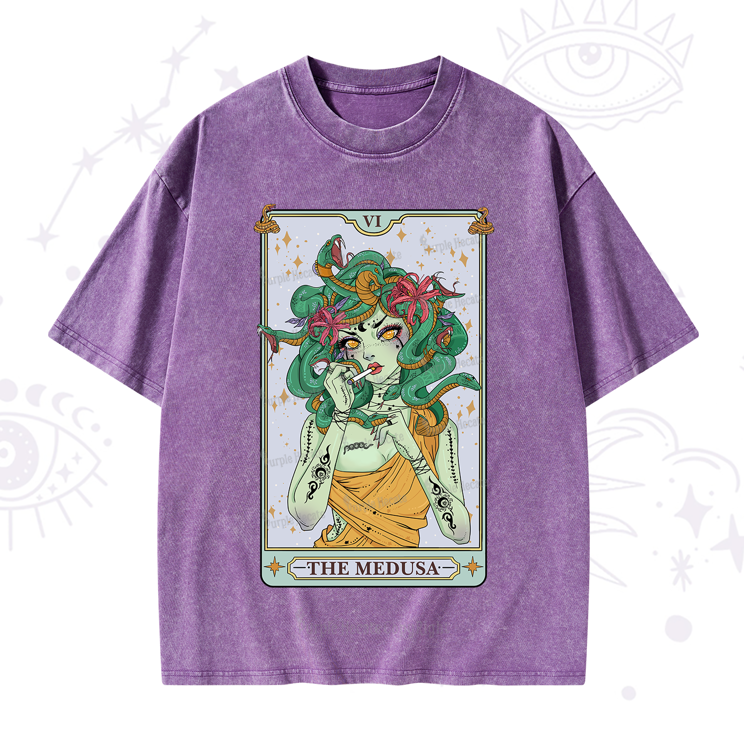 Purplehecate The Medusa Tarot Washed T-Shirt