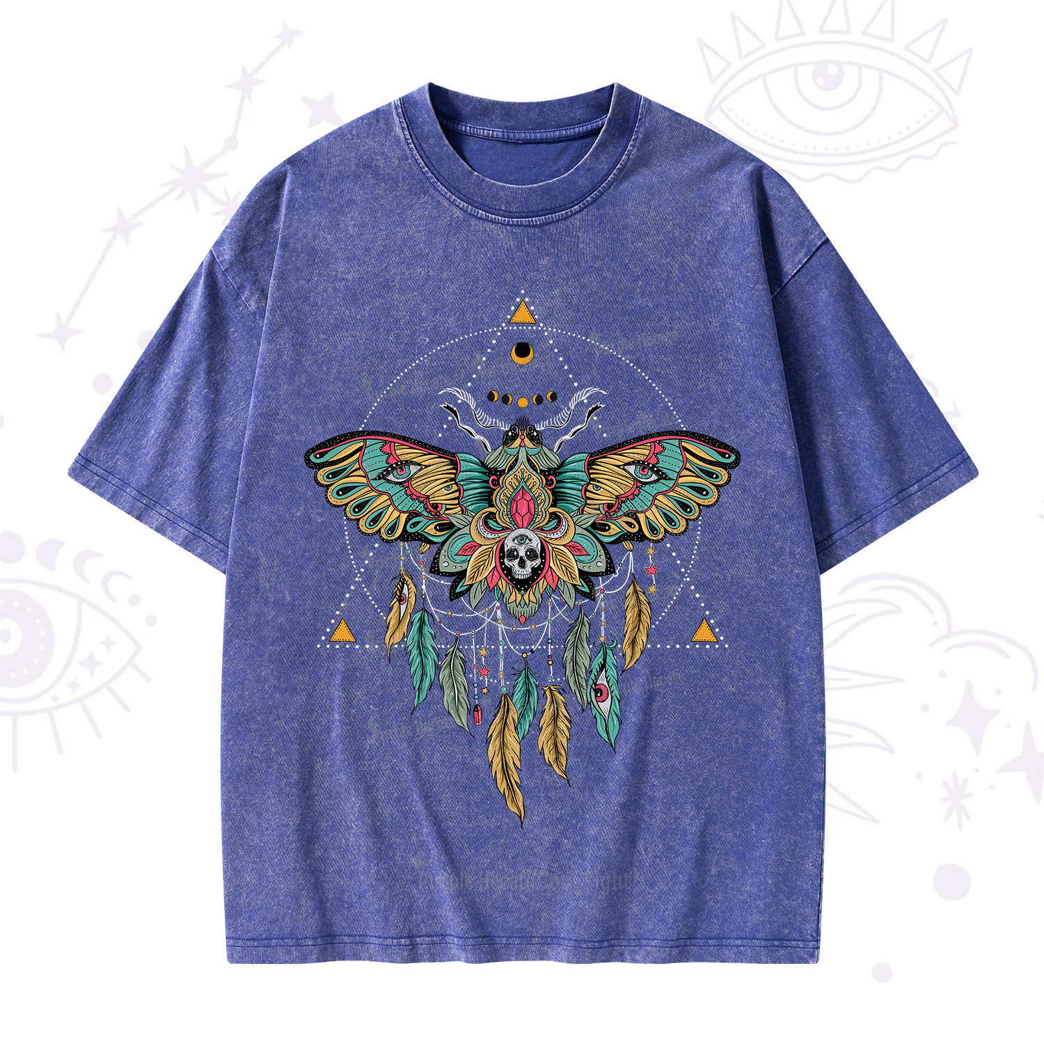 Purplehecate Dreamcatcher Moth Wings Washed T-Shirt