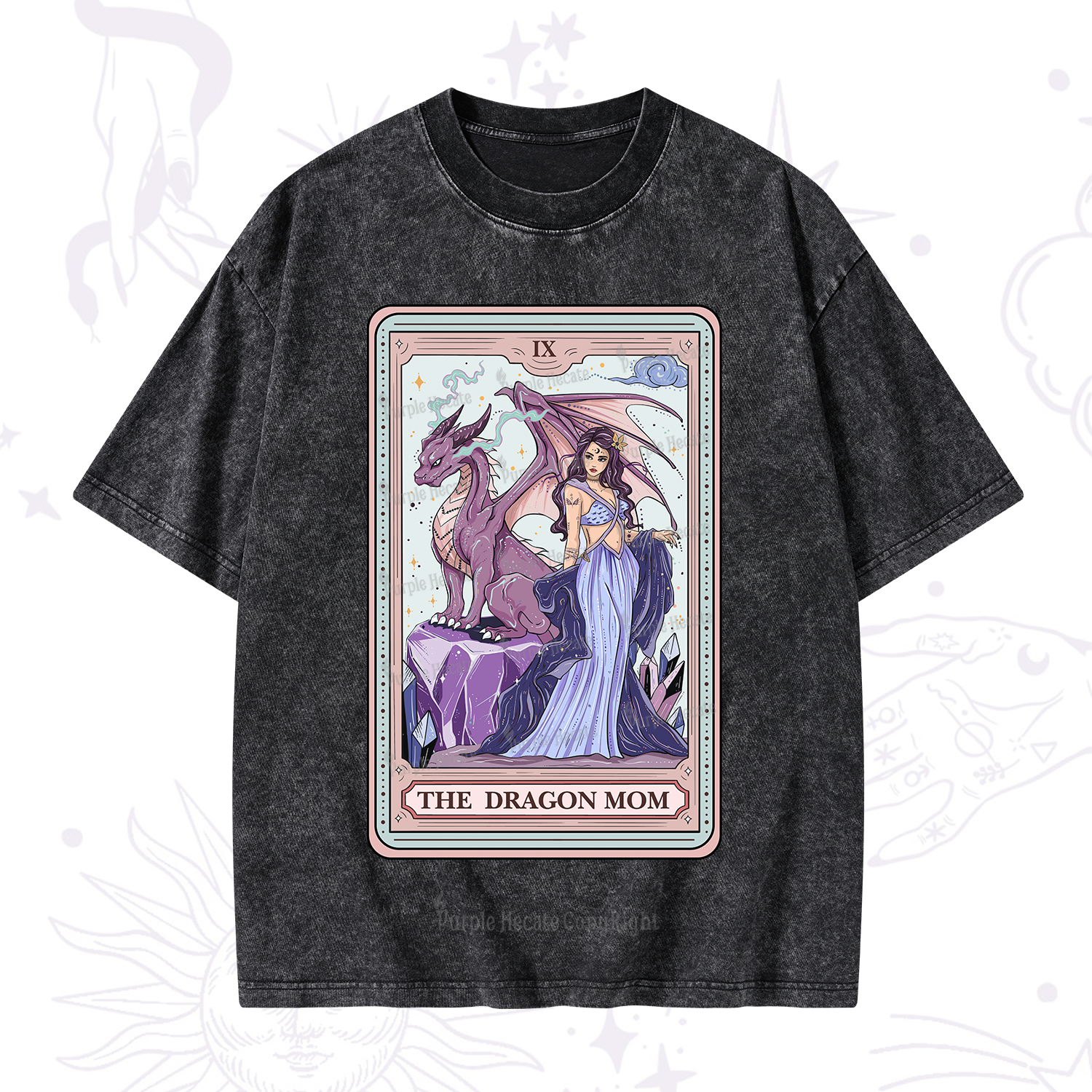 Purplehecate The Dragon Mom Tarot Washed T-Shirt
