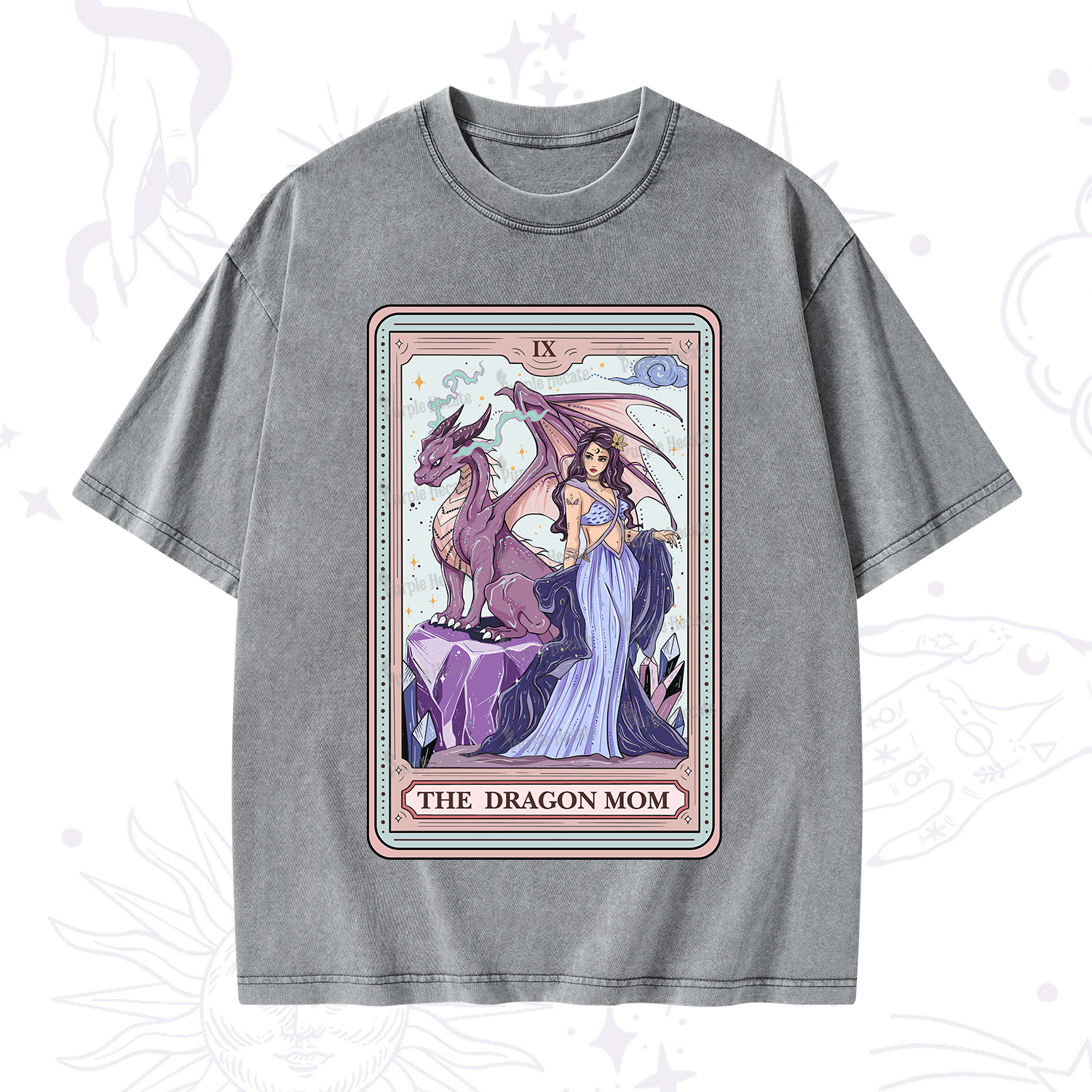 Purplehecate The Dragon Mom Tarot Washed T-Shirt