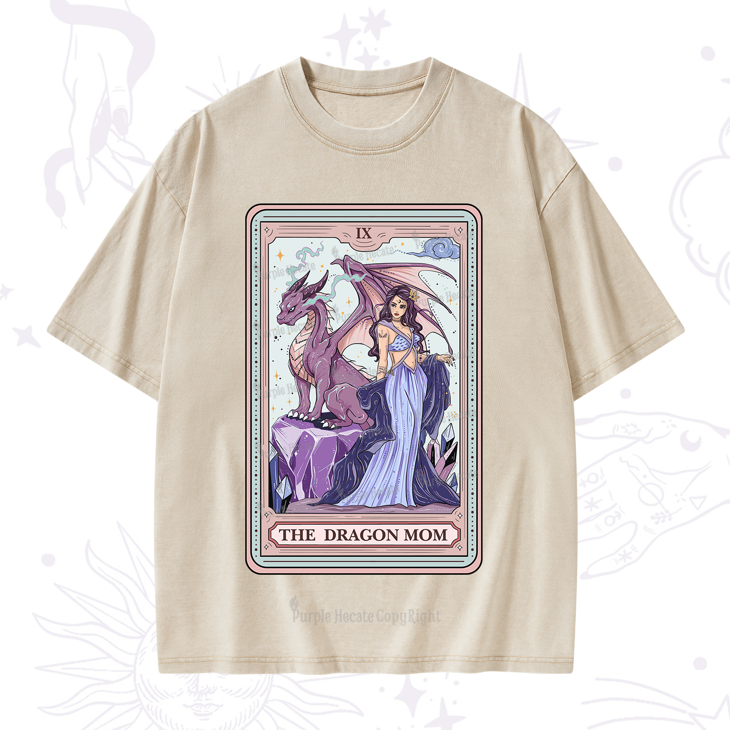 Purplehecate The Dragon Mom Tarot Washed T-Shirt