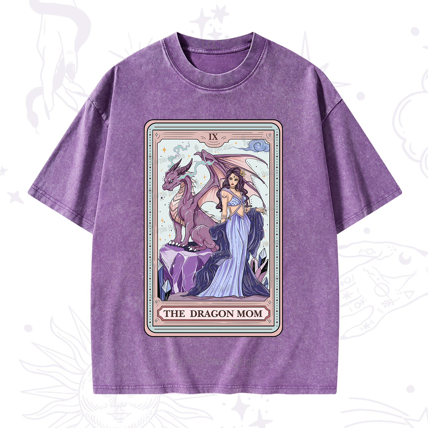 Purplehecate The Dragon Mom Tarot Washed T-Shirt
