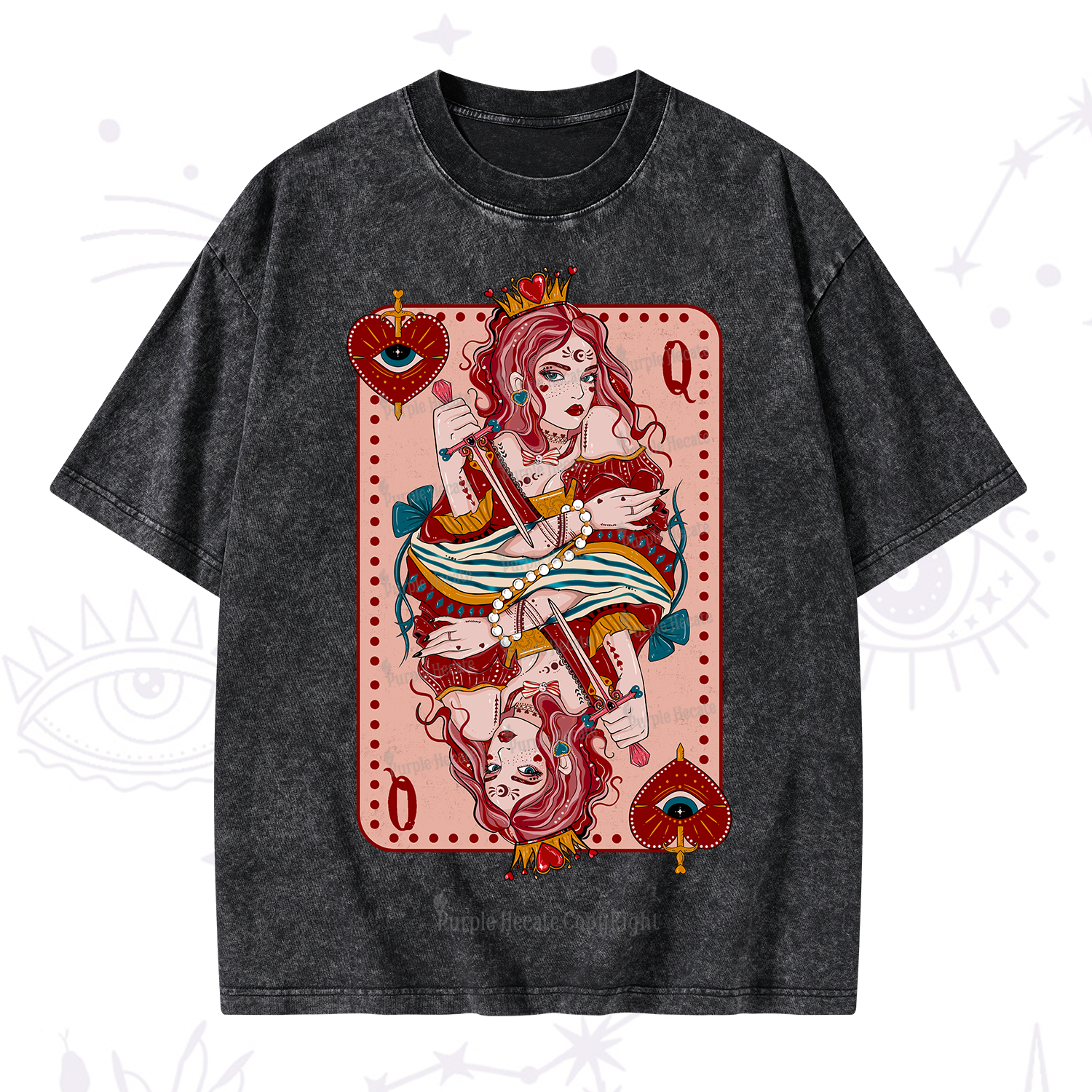 Purplehecate Queen of Hearts Washed T-Shirt