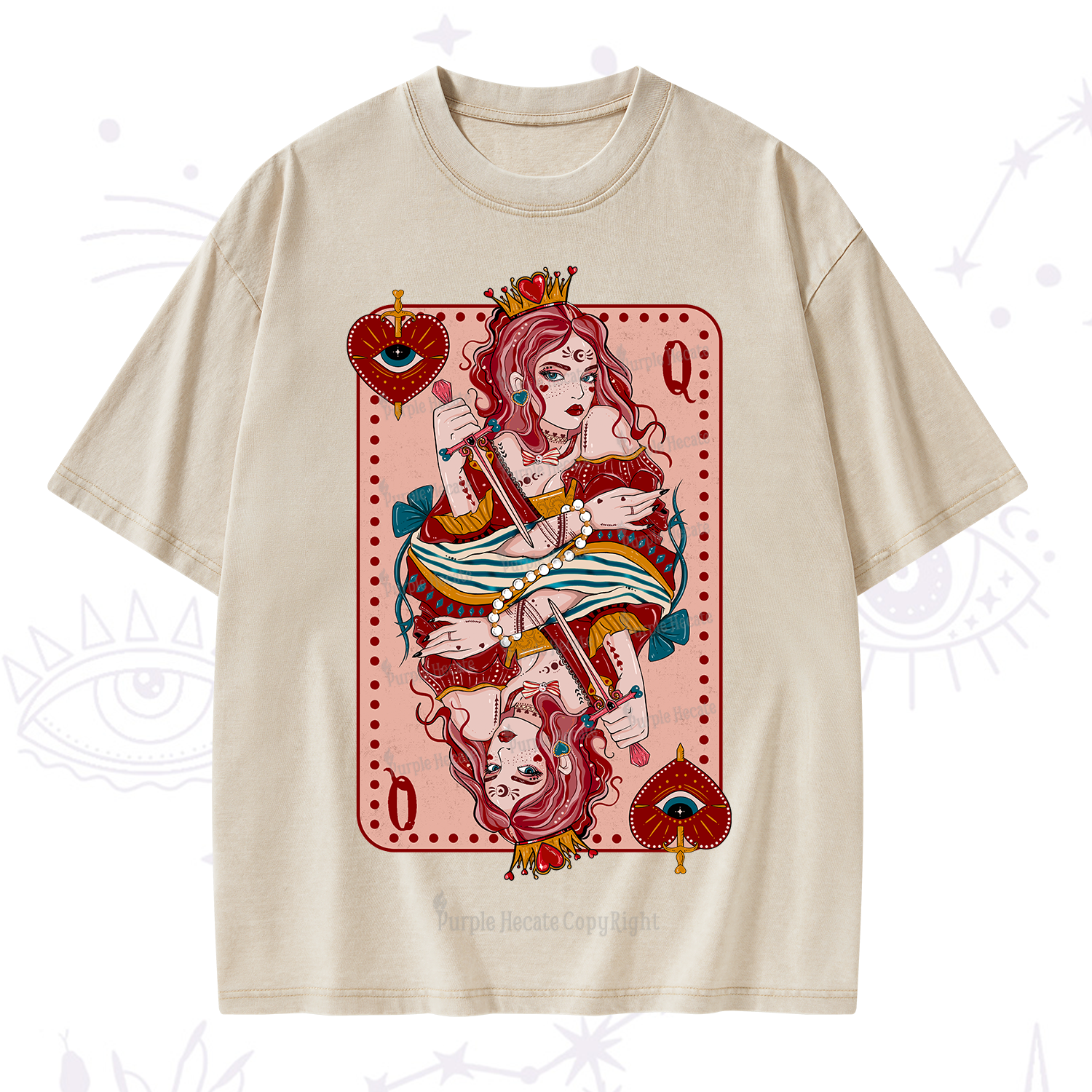Purplehecate Queen of Hearts Washed T-Shirt
